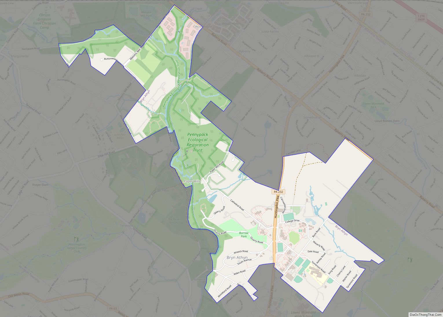 Map of Bryn Athyn borough