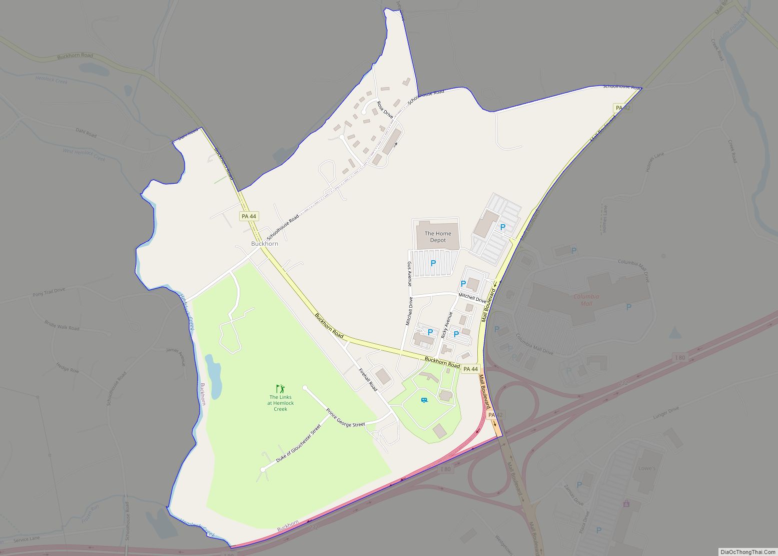 Map of Buckhorn CDP, Pennsylvania