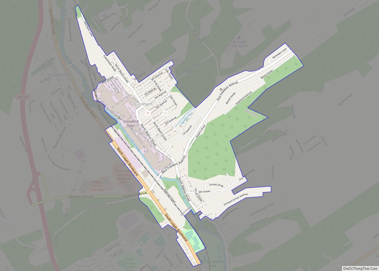 Map of Burnham borough, Pennsylvania