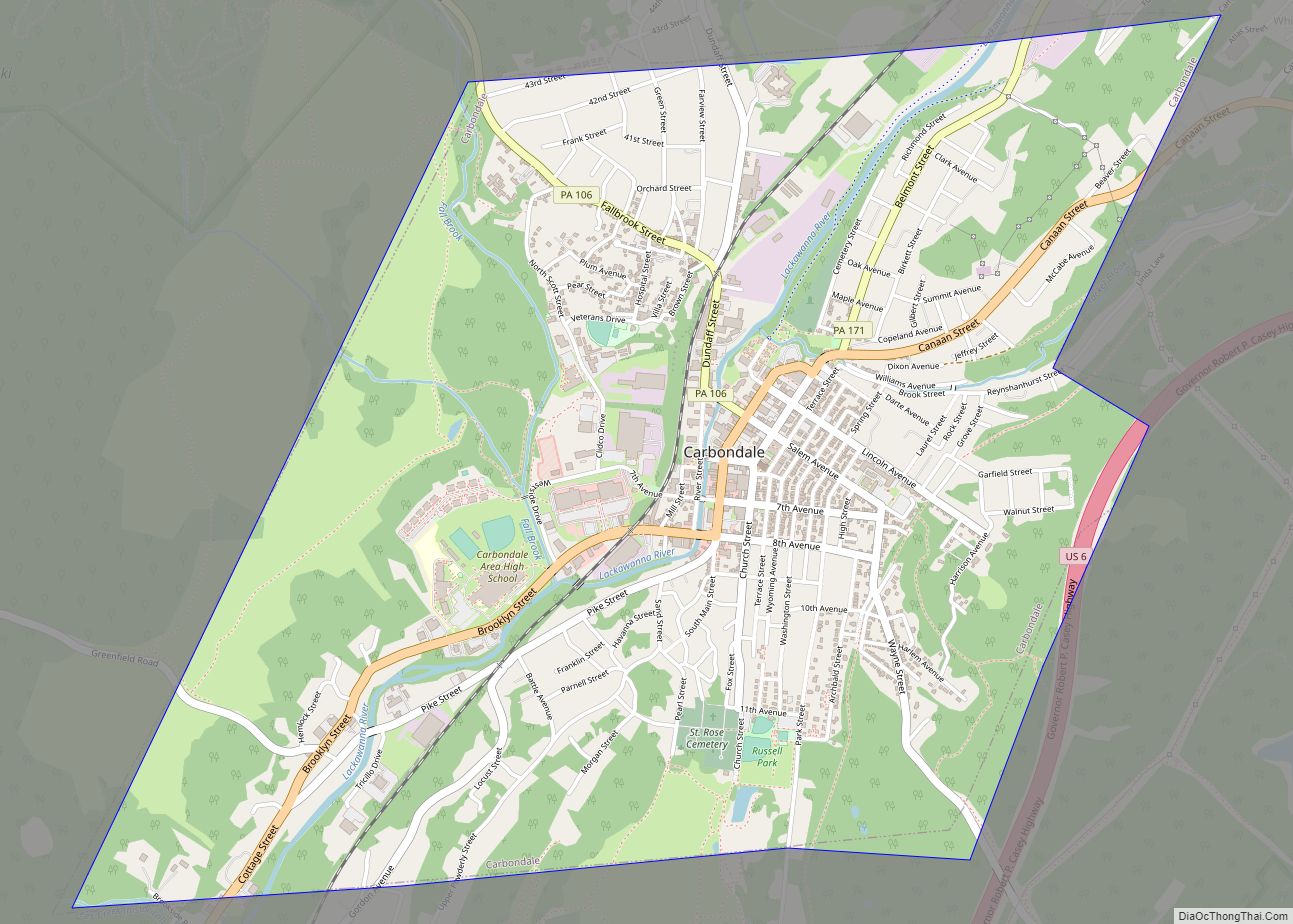 Map of Carbondale city, Pennsylvania