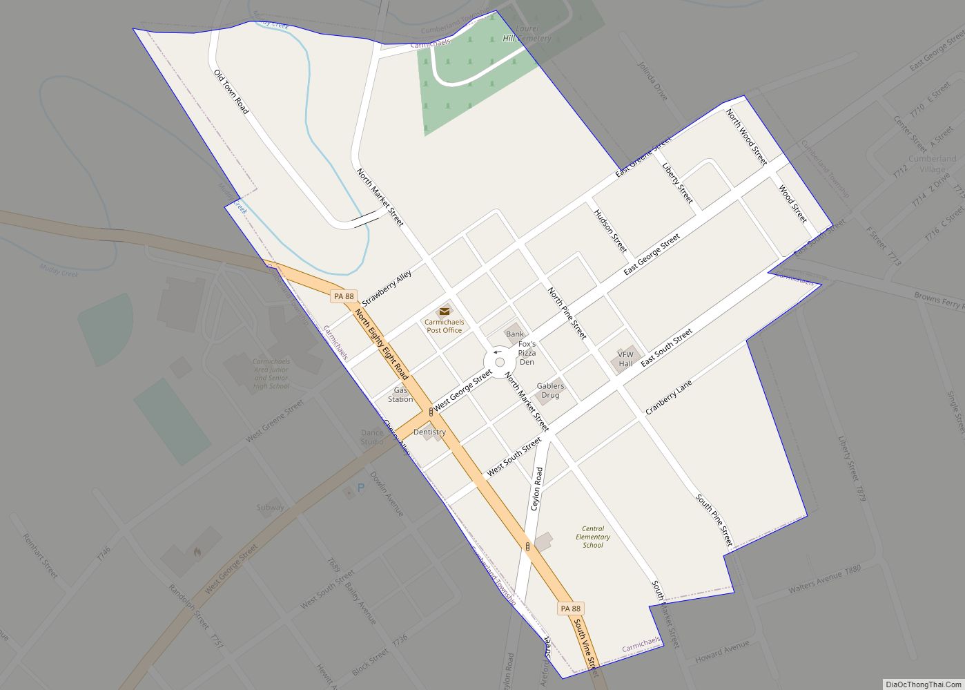 Map of Carmichaels borough