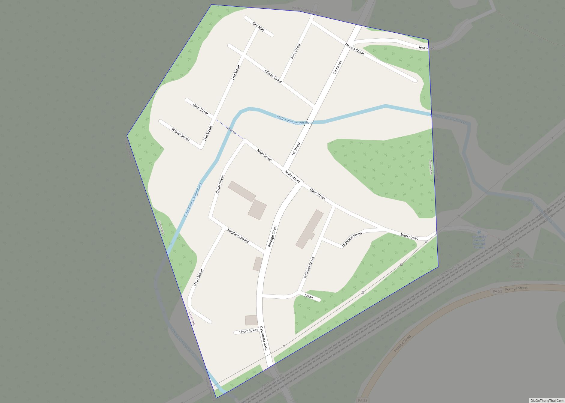 Map of Cassandra borough