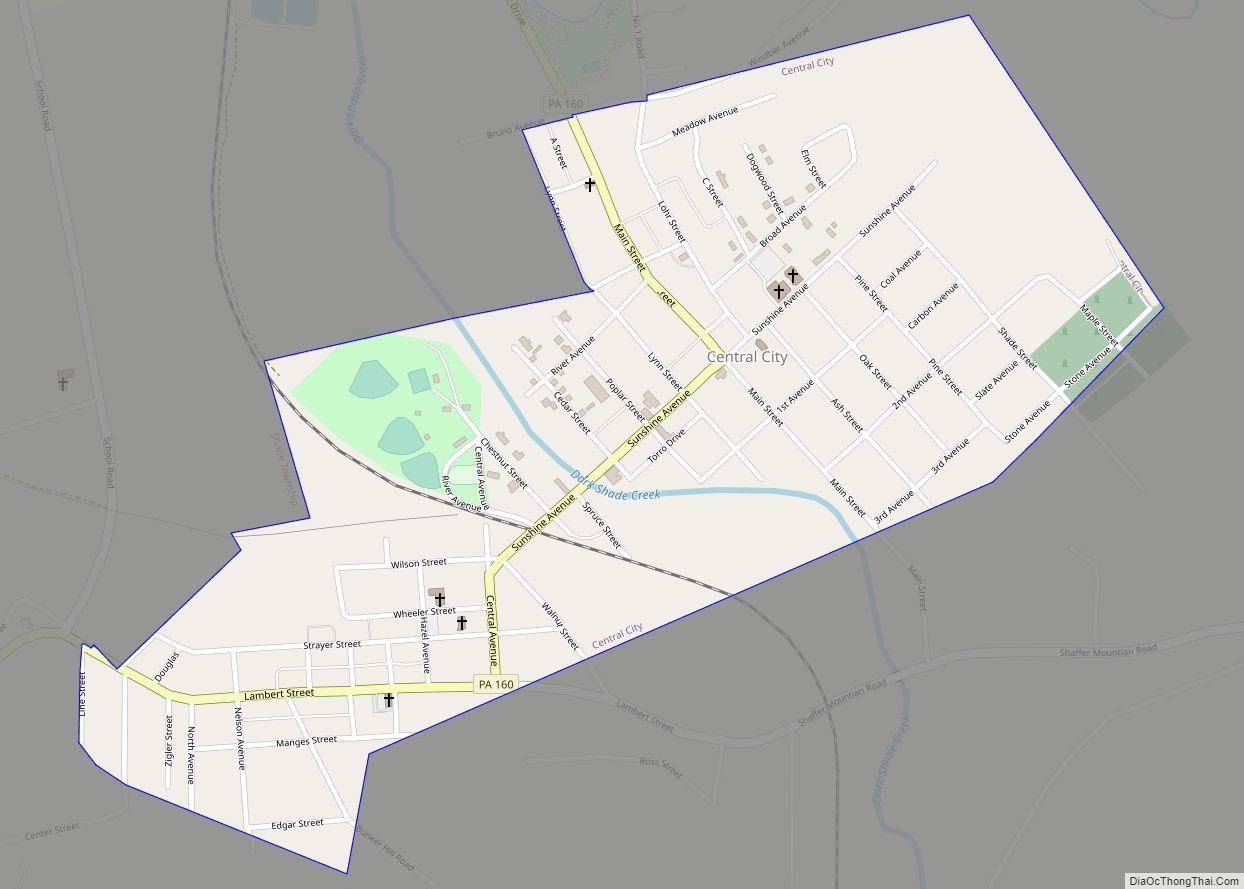 Map of Central City borough, Pennsylvania