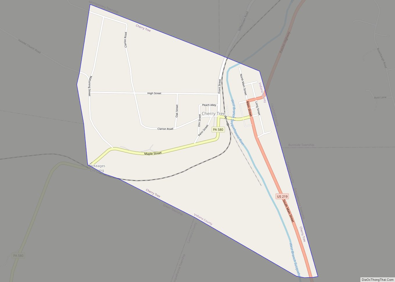 Map of Cherry Tree borough, Pennsylvania