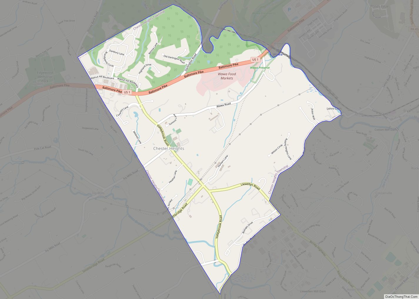 Map of Chester Heights borough