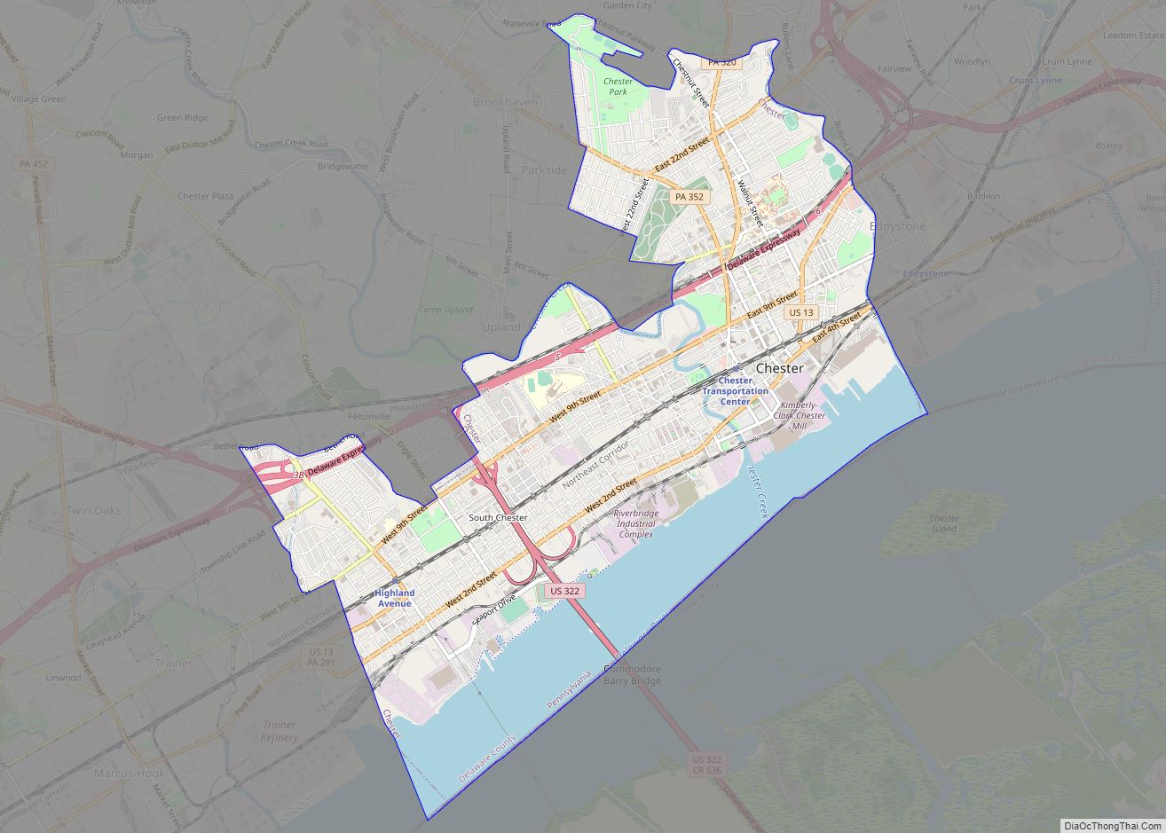 Map of Chester city, Pennsylvania