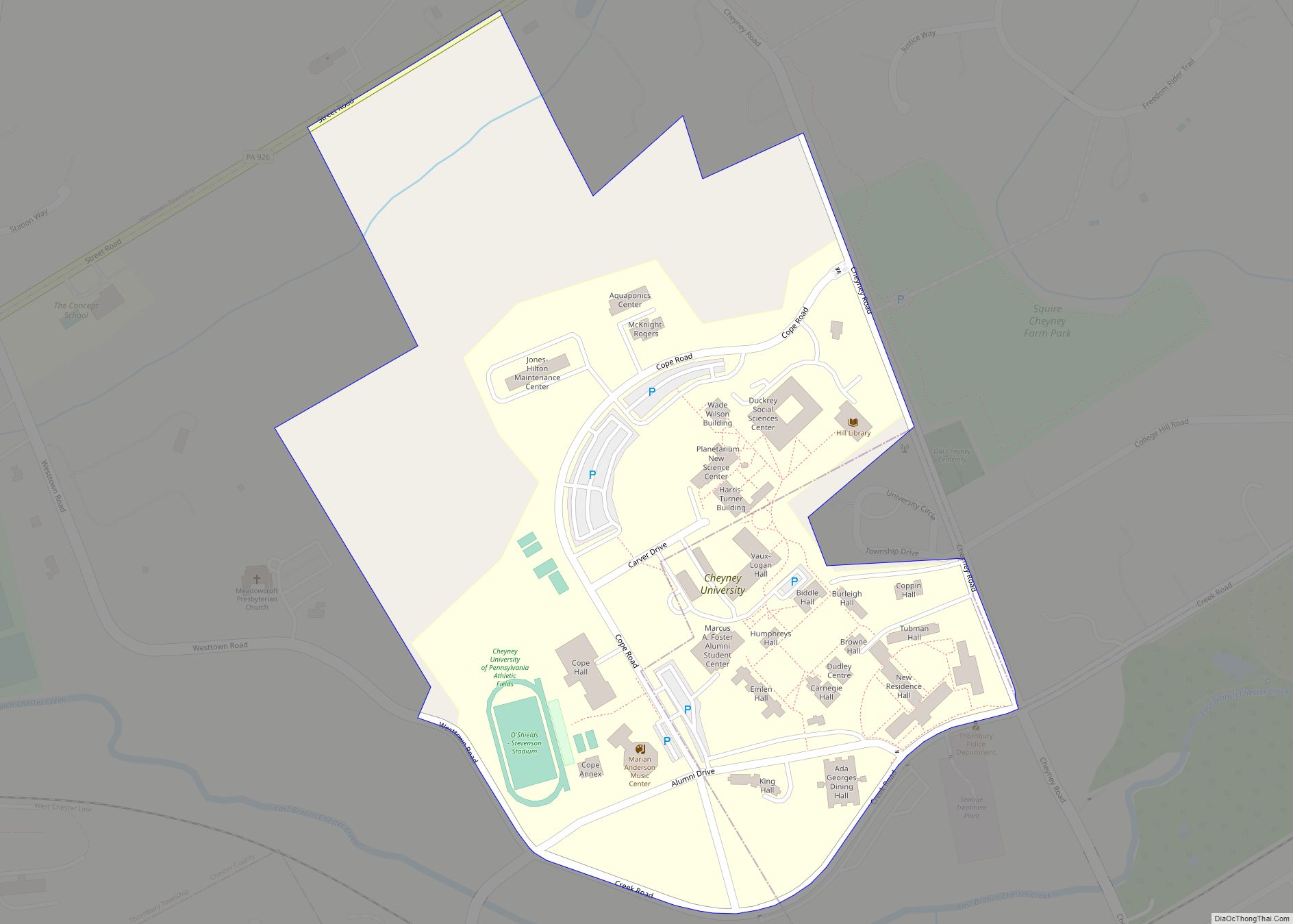 Map of Cheyney University CDP