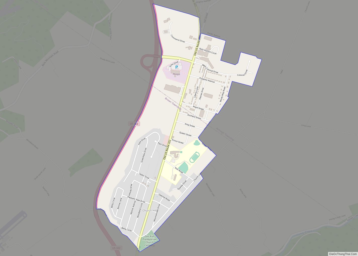 Map of Church Hill CDP, Pennsylvania
