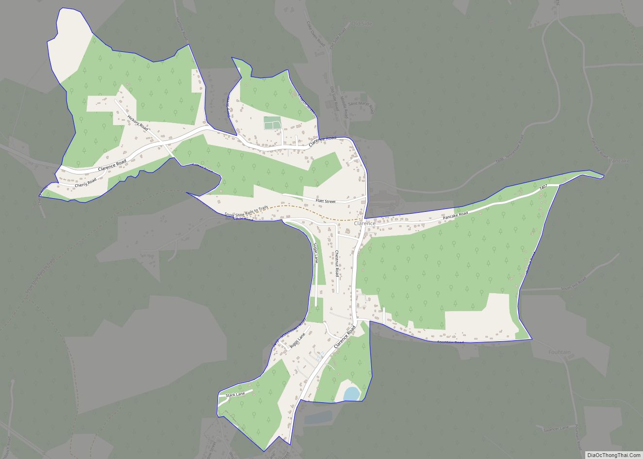 Map of Clarence CDP, Pennsylvania