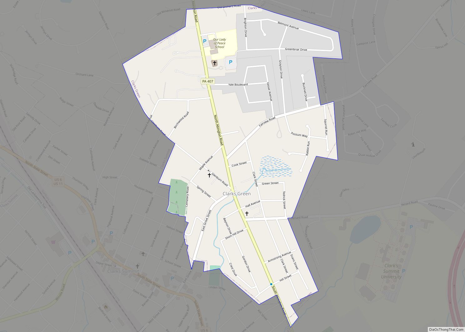 Map of Clarks Green borough