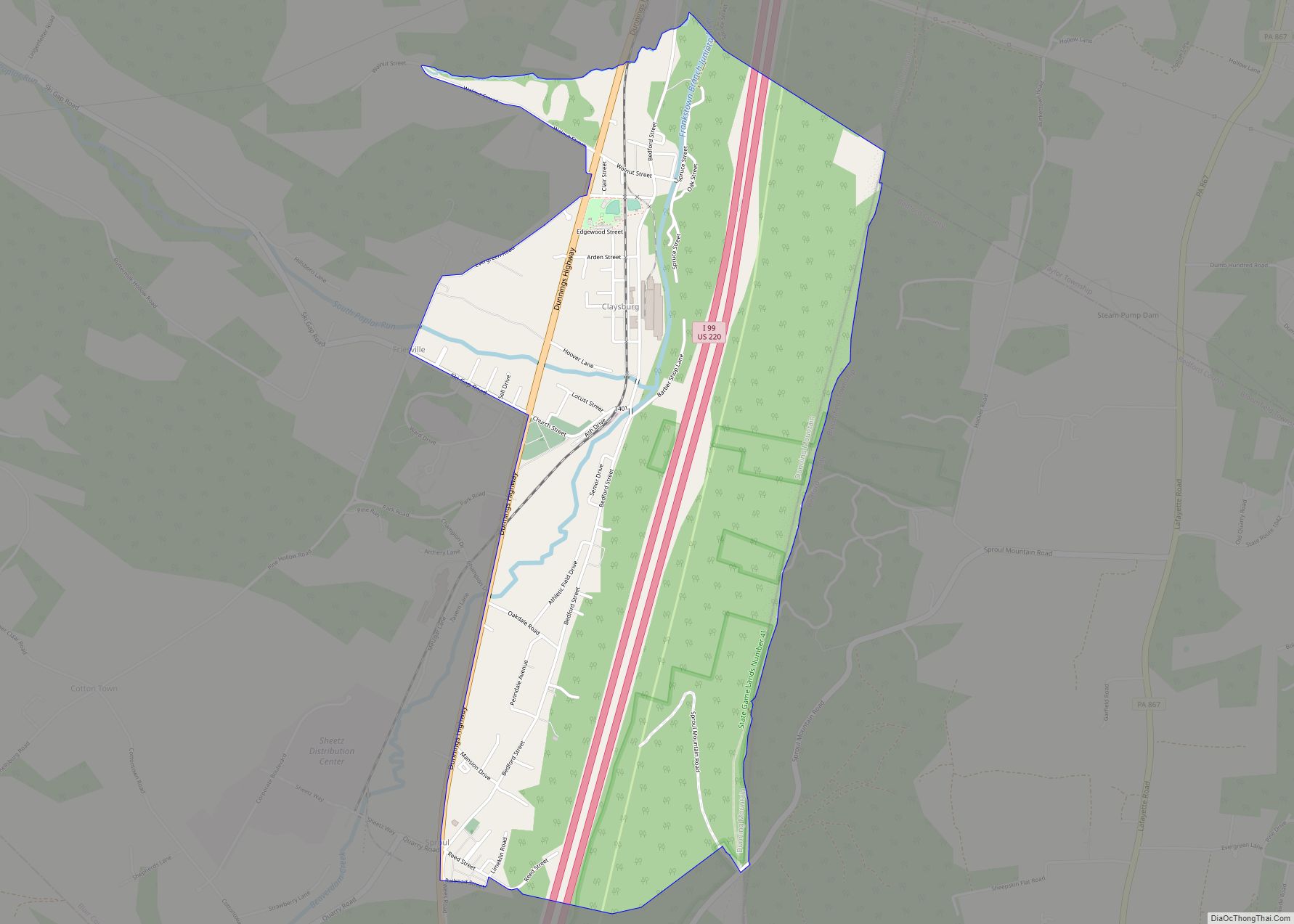 Map of Claysburg CDP