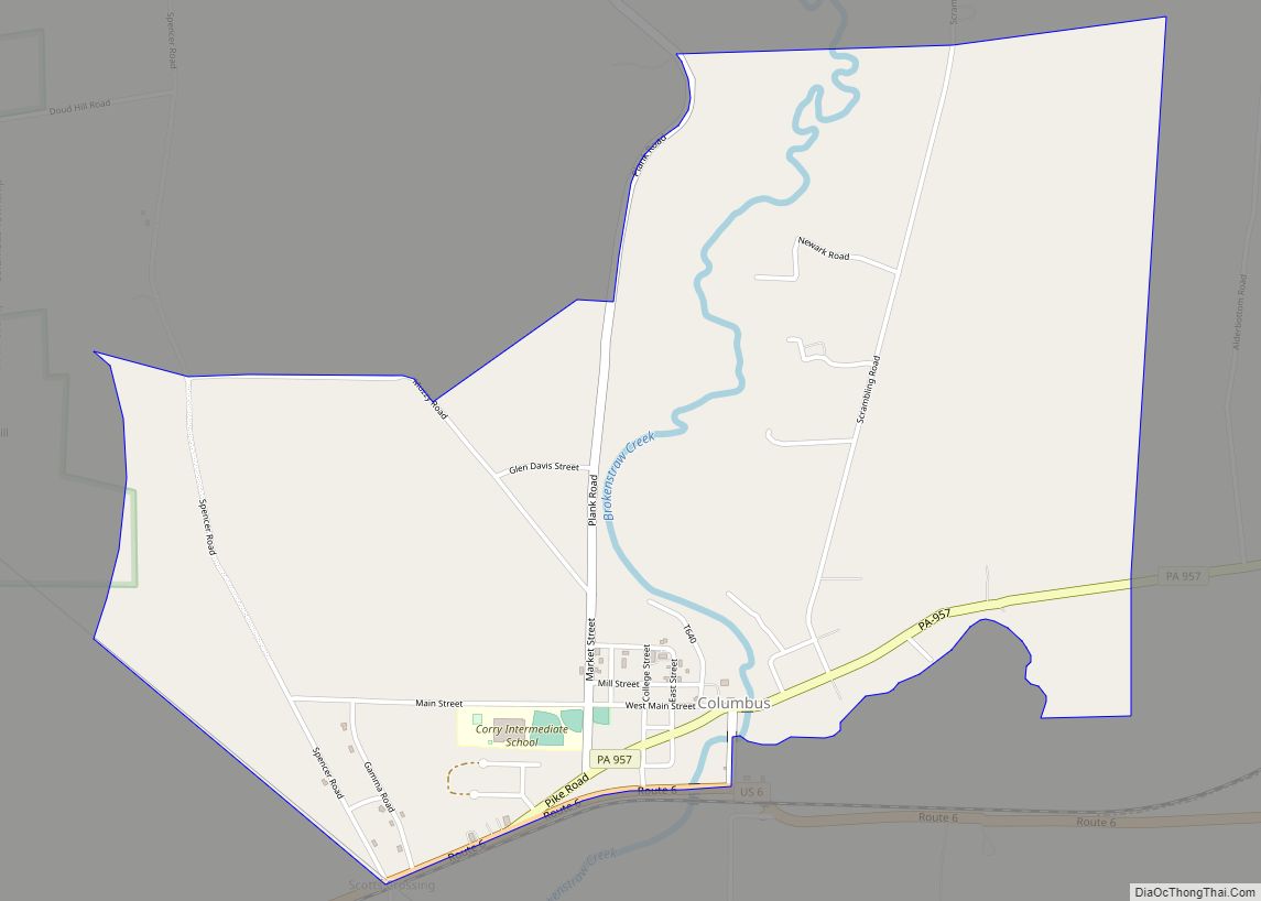 Map of Columbus CDP, Pennsylvania