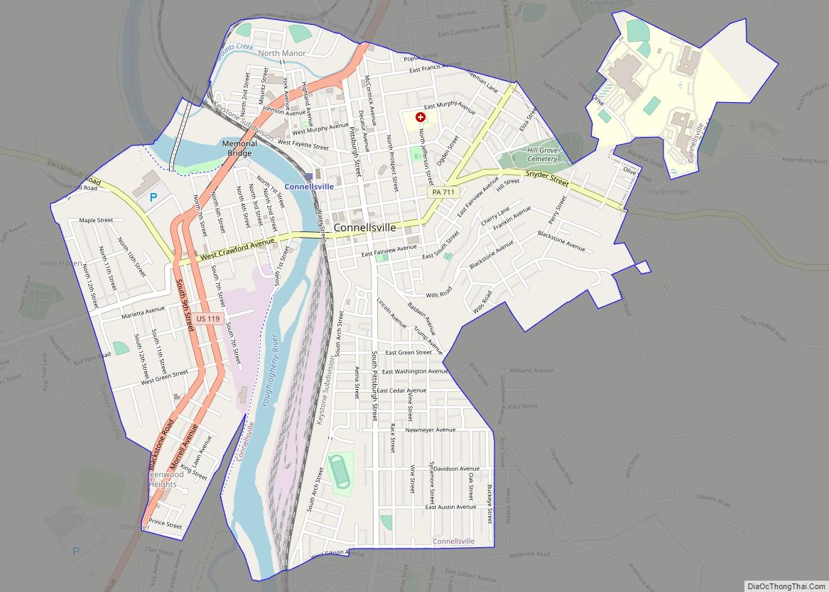 Map of Connellsville city