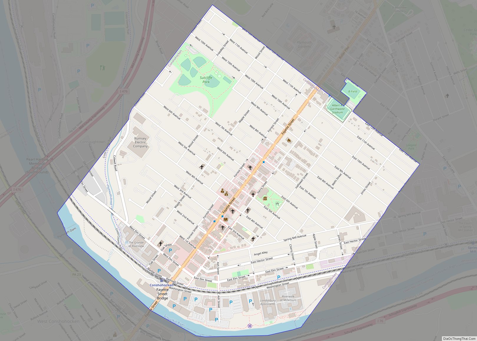 Map Of Conshohocken Borough   Conshohocken 