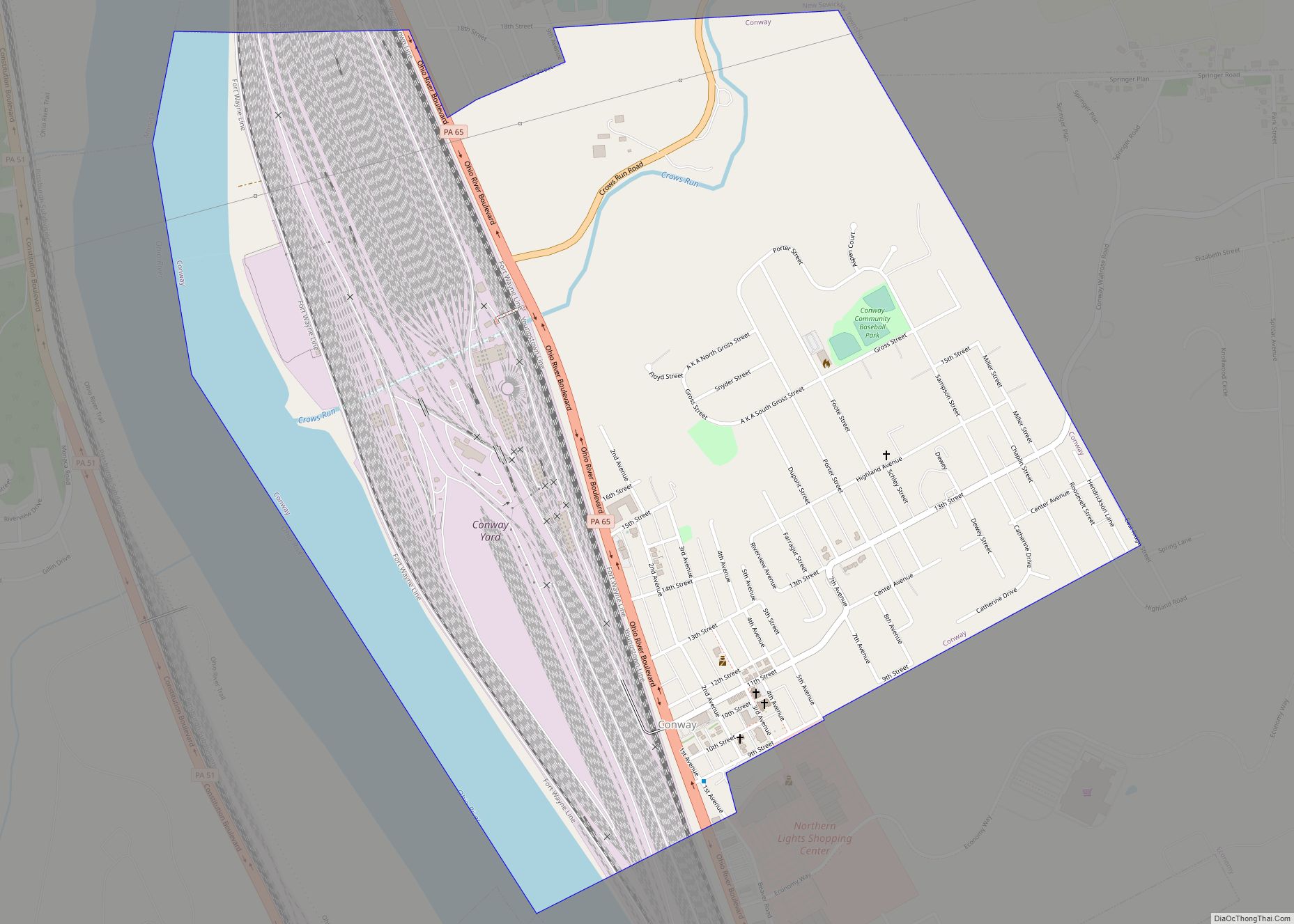 Map of Conway borough, Pennsylvania