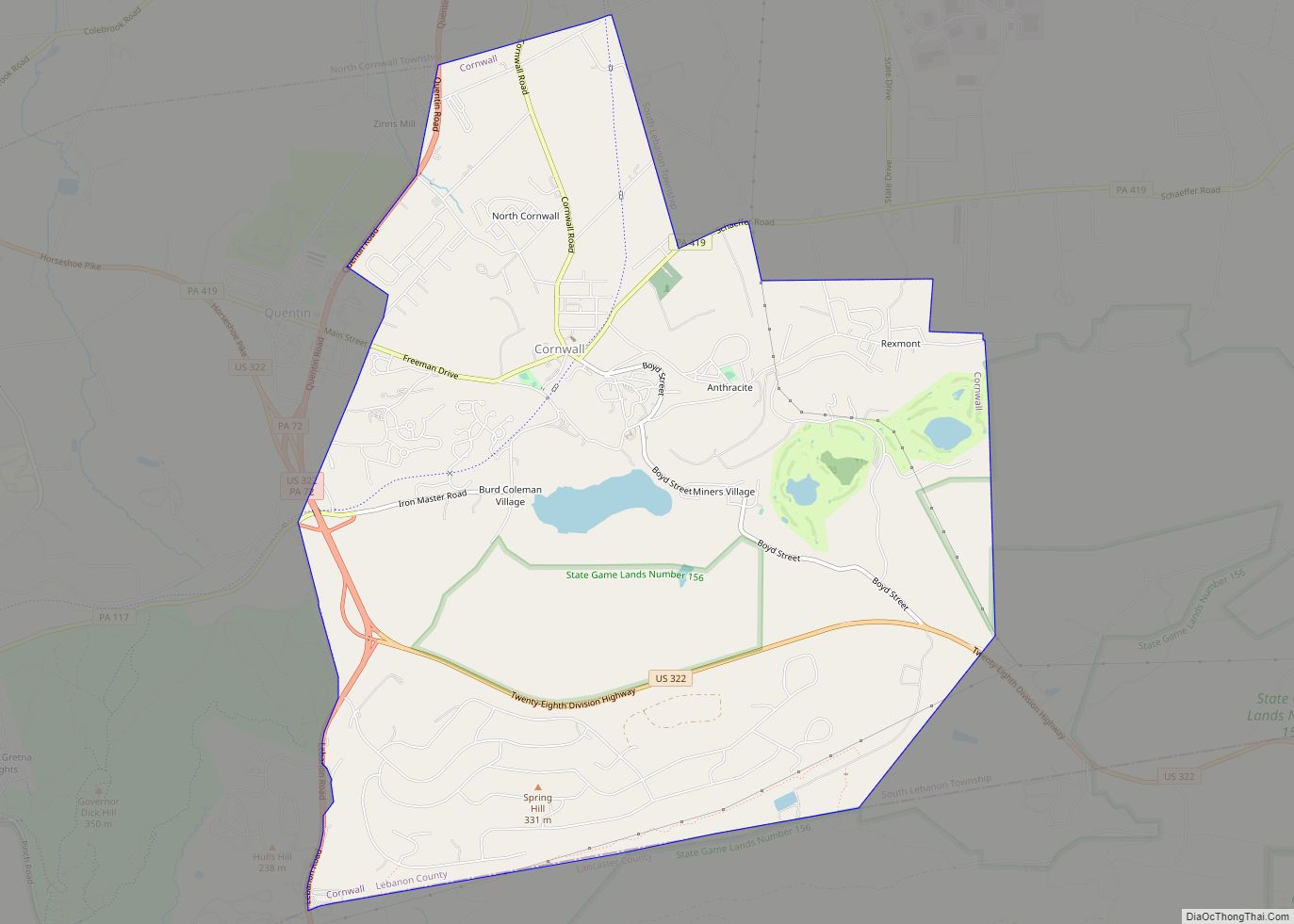 Map of Cornwall borough