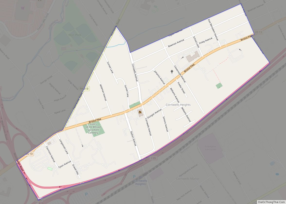 Map of Cornwells Heights CDP
