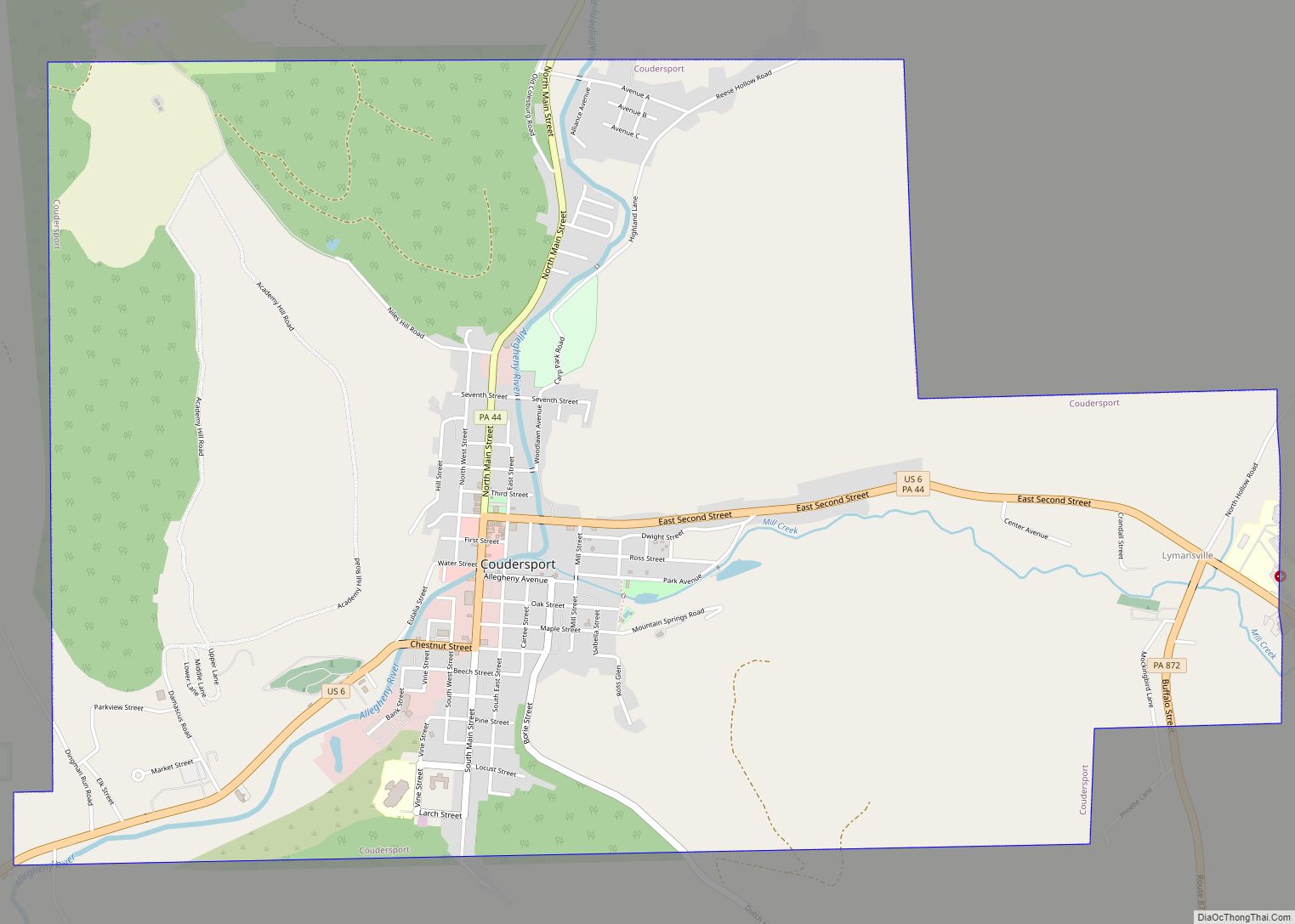 Map of Coudersport borough