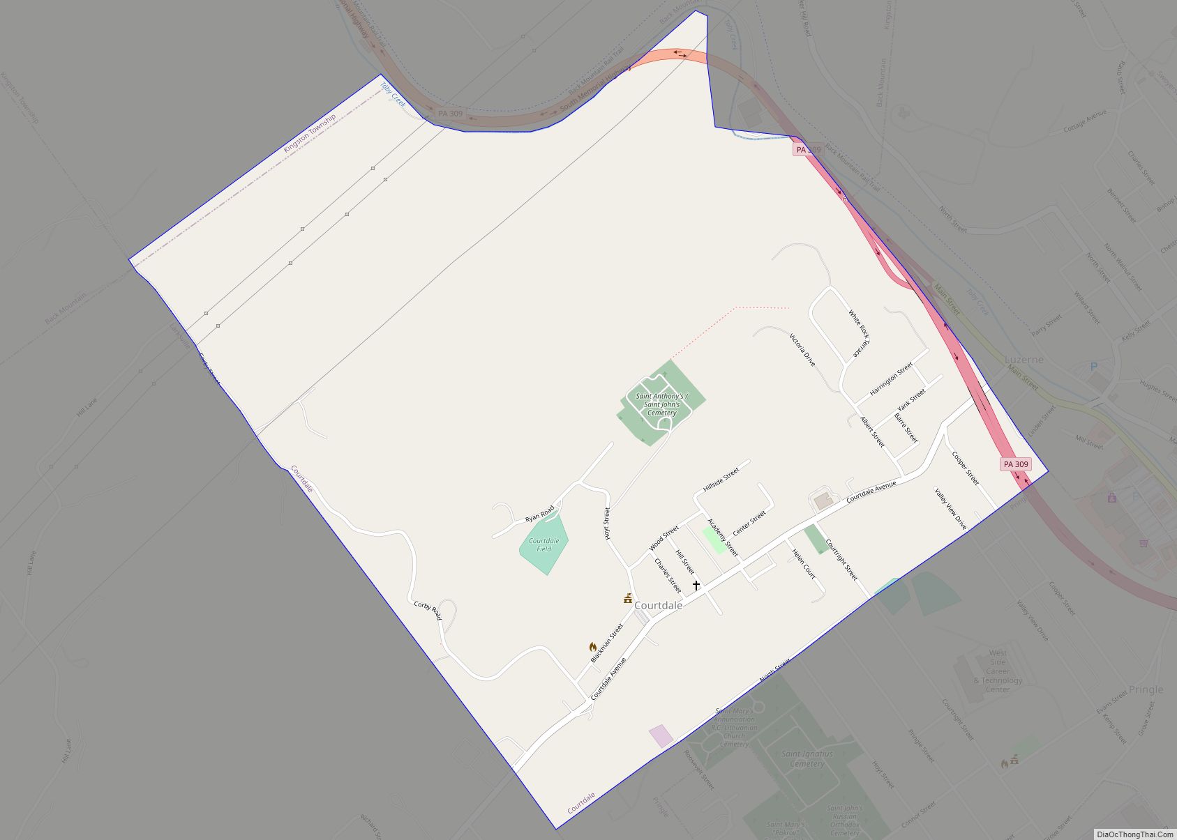 Map of Courtdale borough