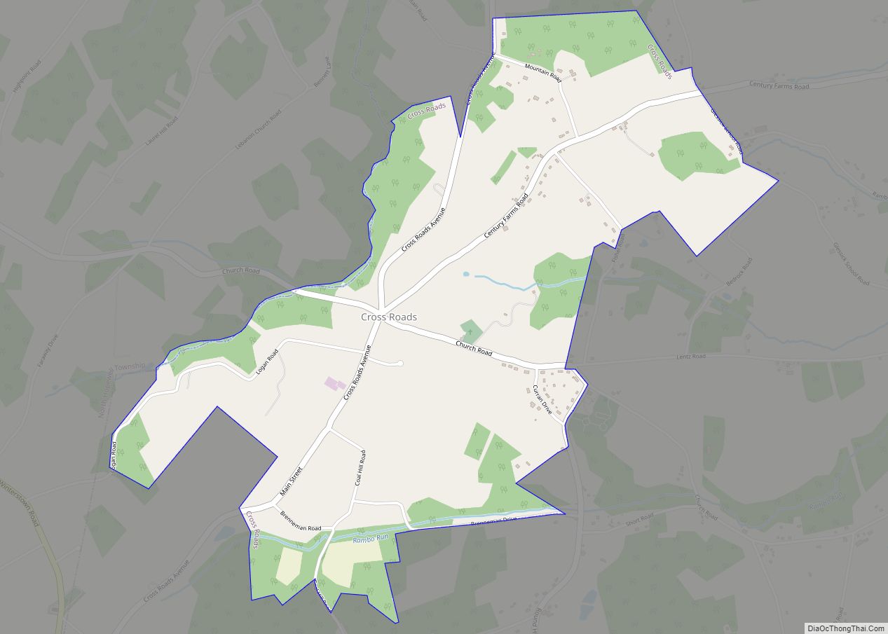 Map of Cross Roads borough, Pennsylvania