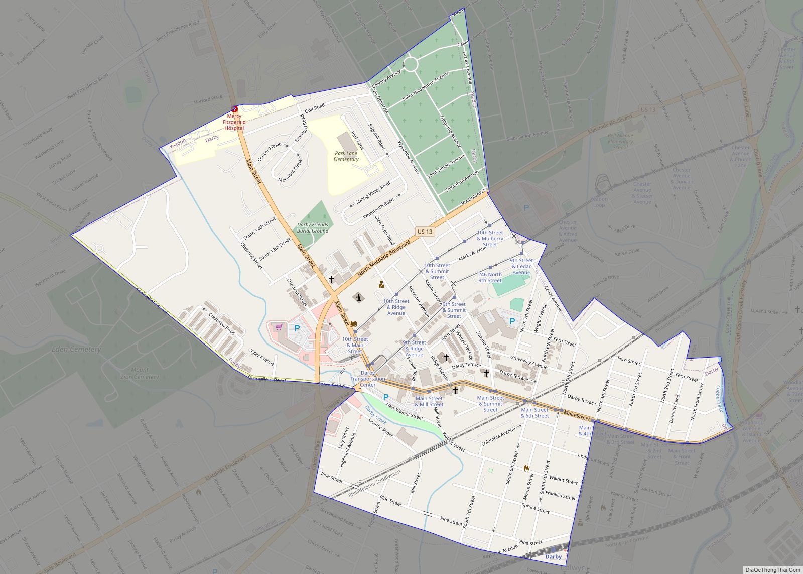 Map of Darby borough, Pennsylvania