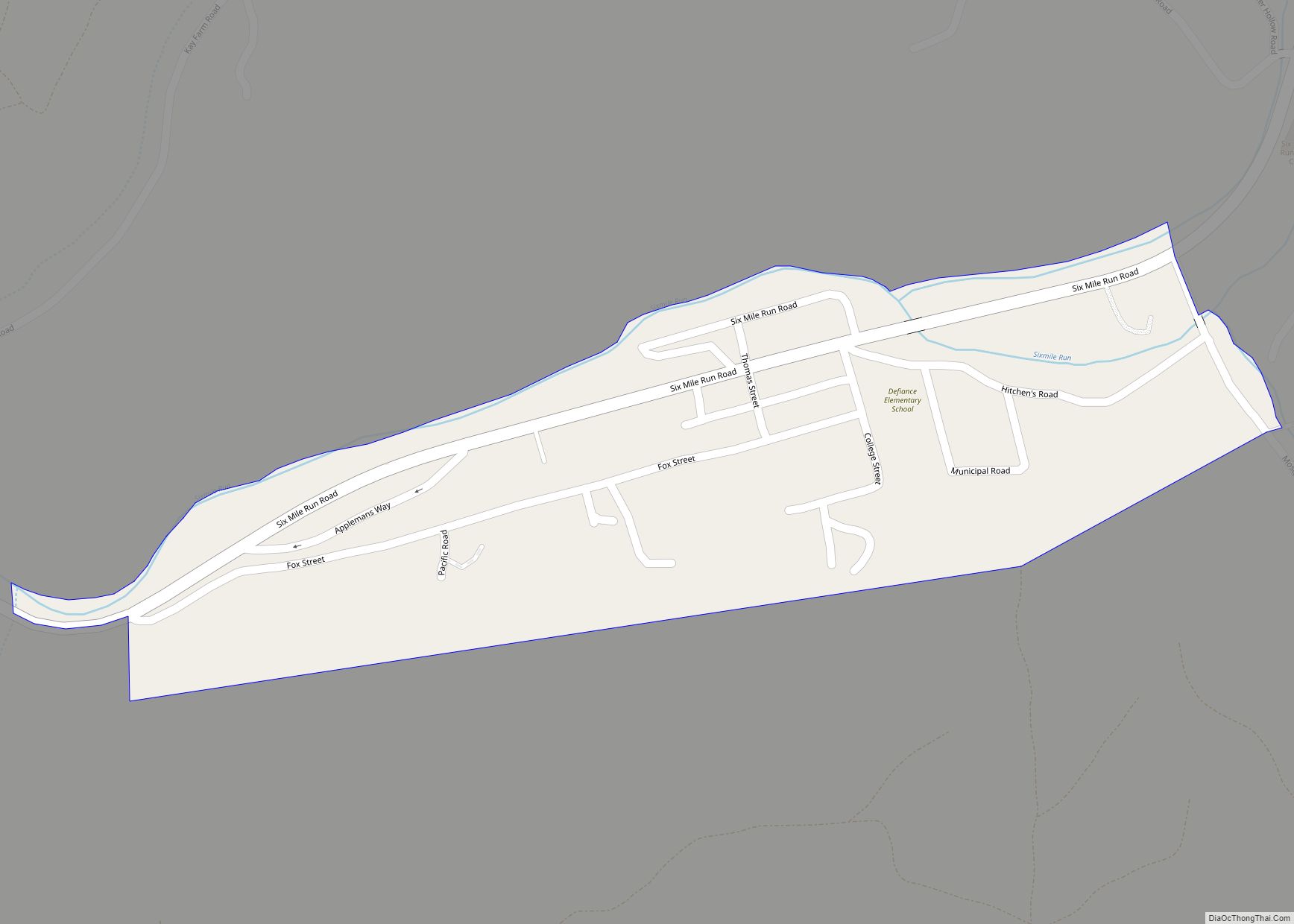 Map of Defiance CDP, Pennsylvania