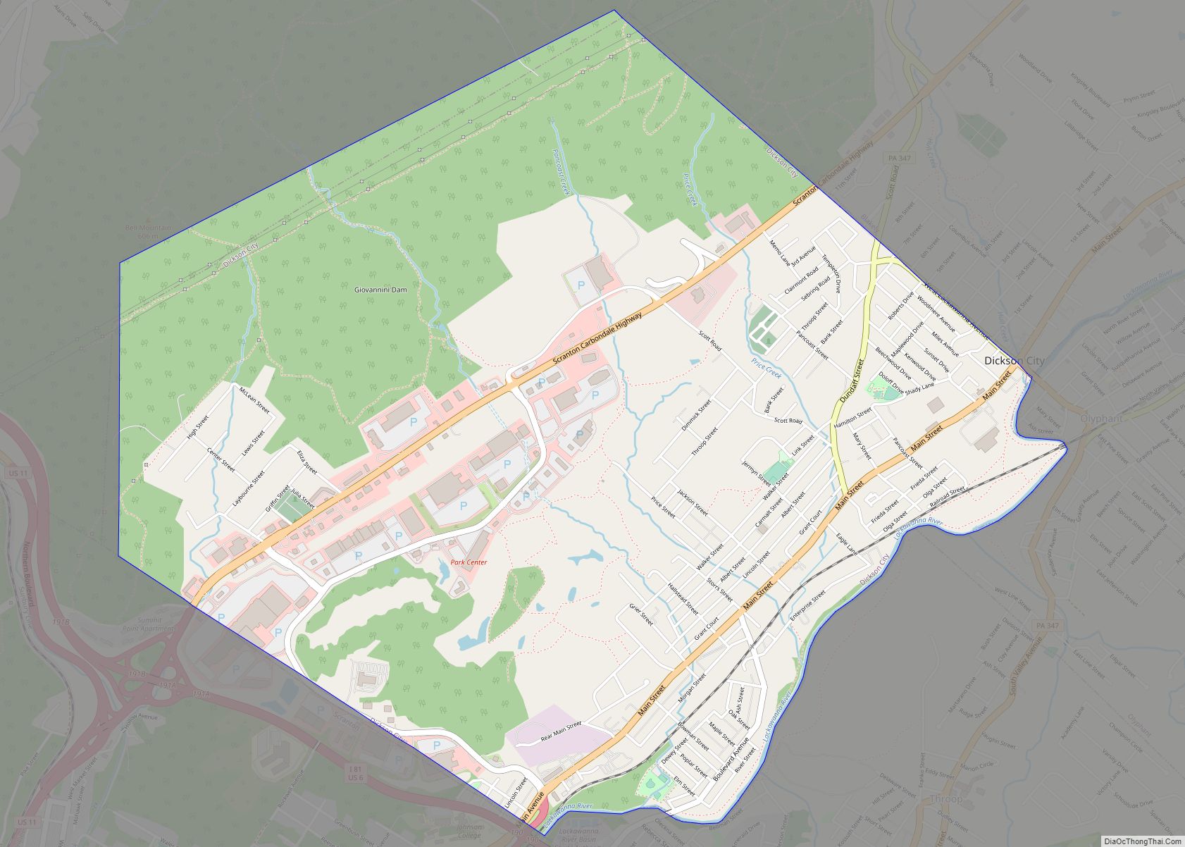 Map of Dickson City borough