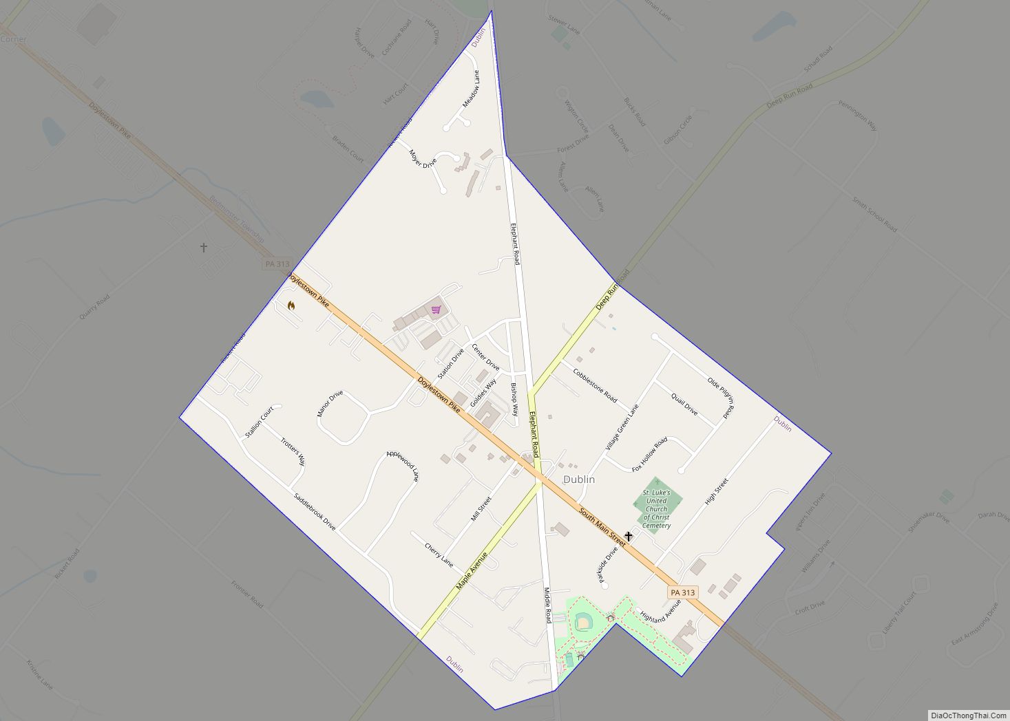 Map of Dublin borough, Pennsylvania
