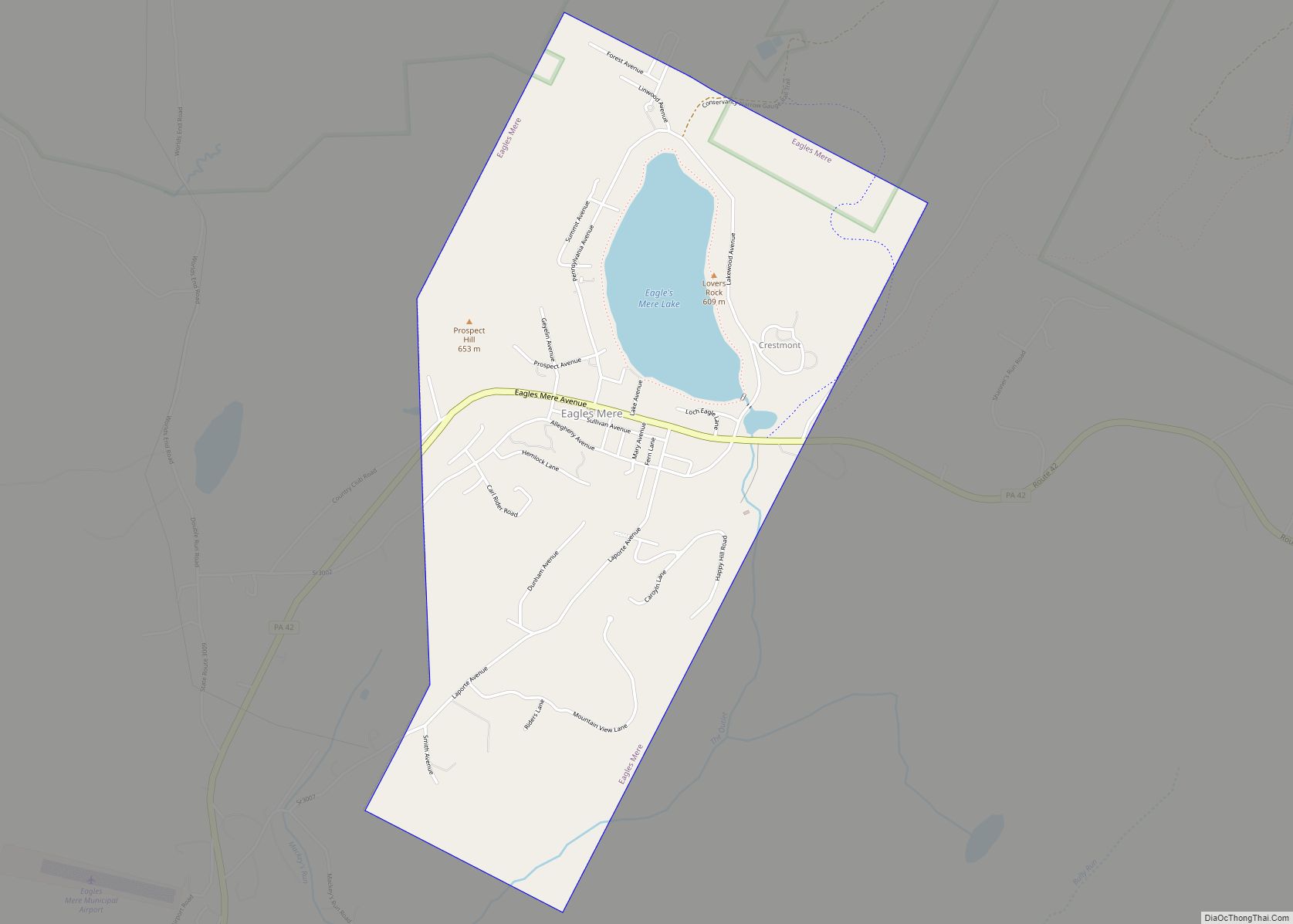 Map of Eagles Mere borough