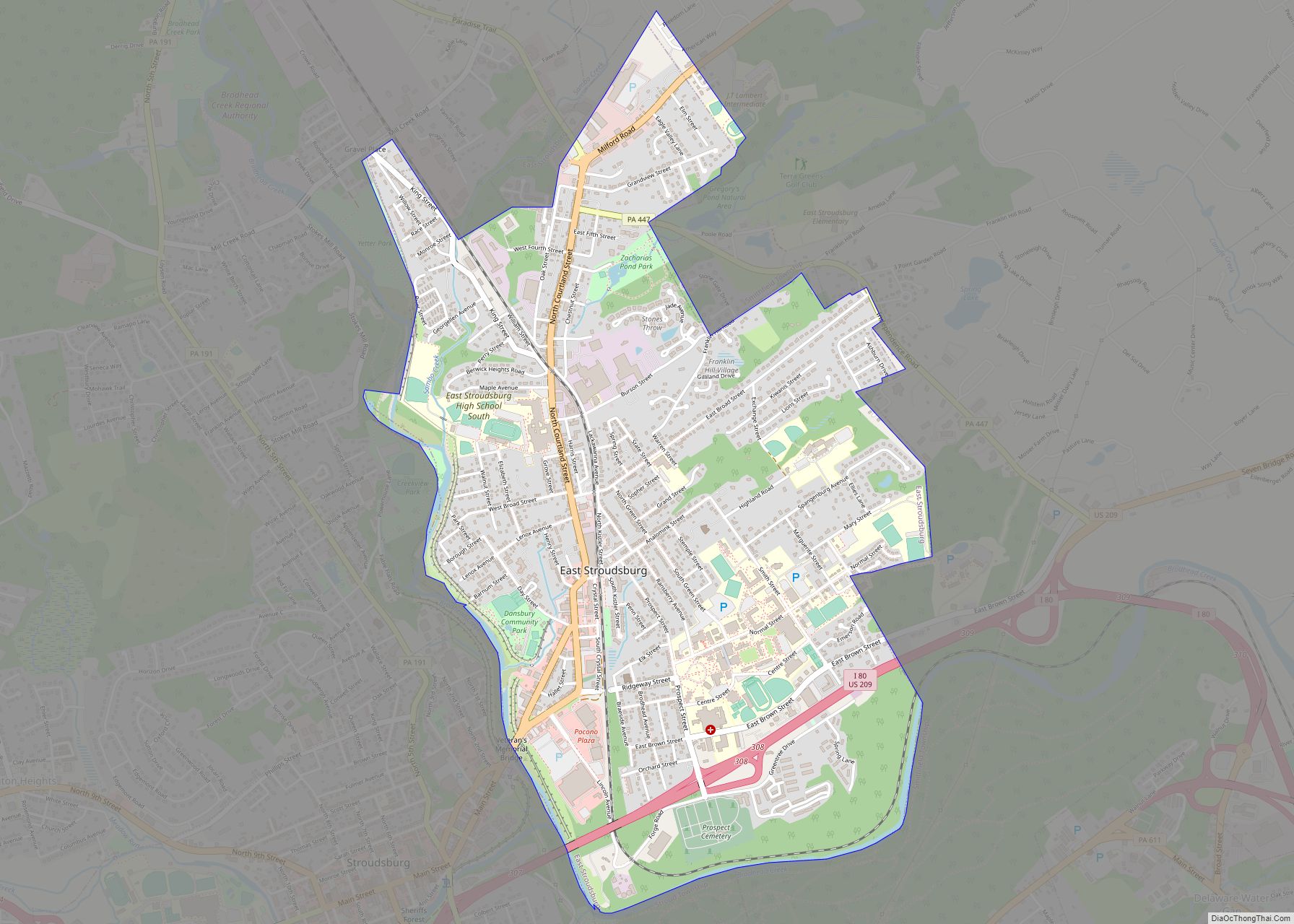 Map of East Stroudsburg borough