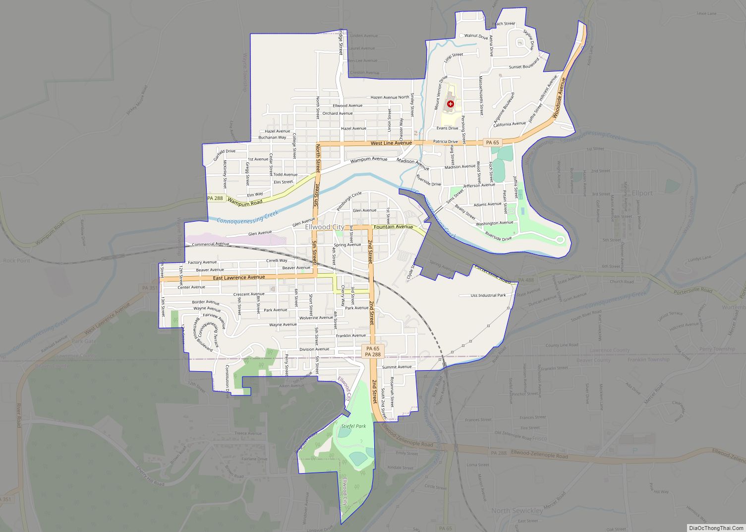 Map of Ellwood City borough