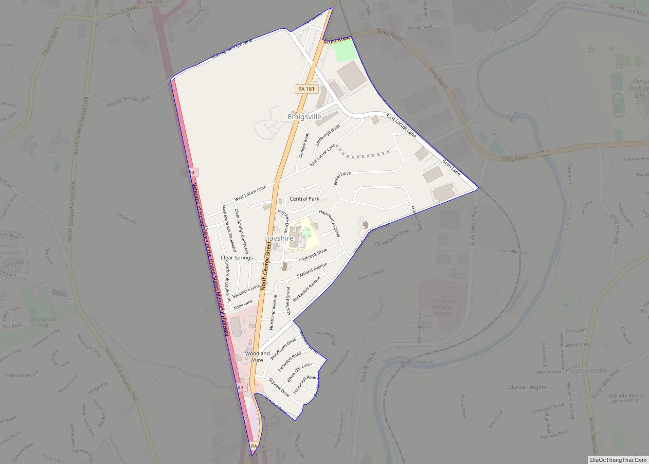 Map of Emigsville CDP