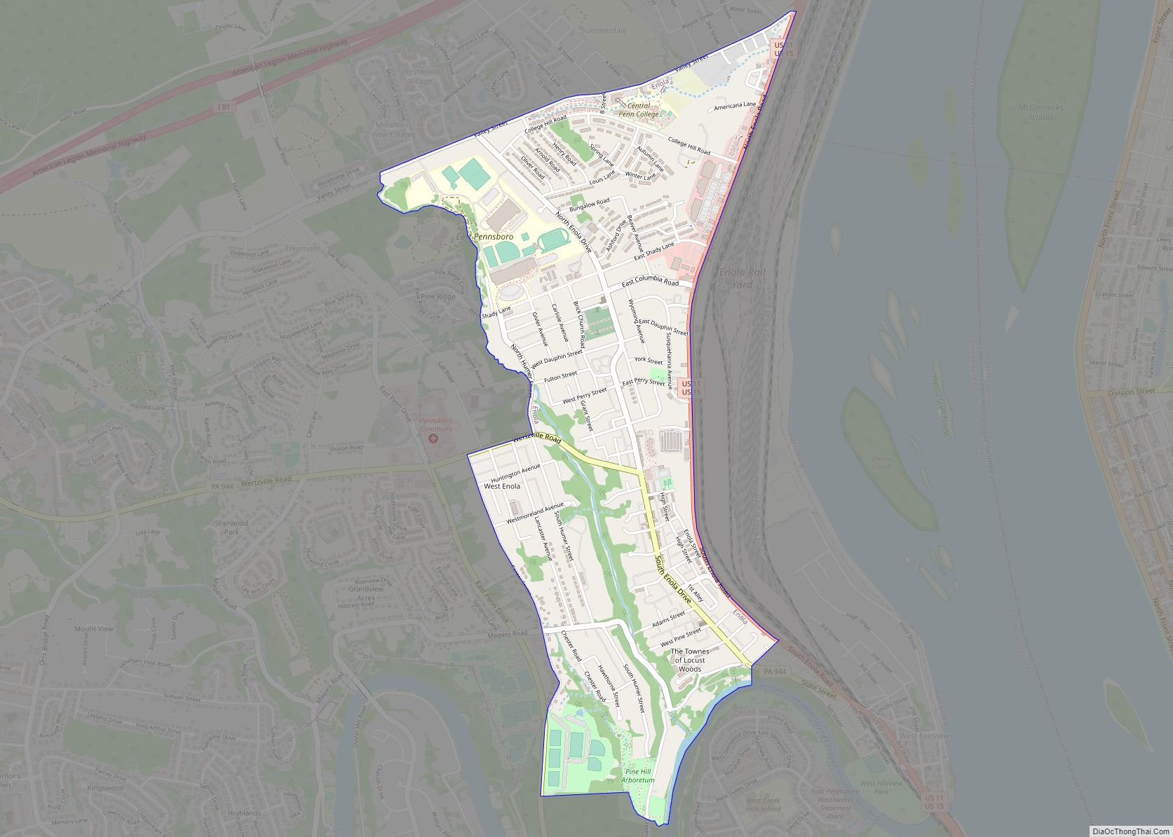 Map of Enola CDP, Pennsylvania