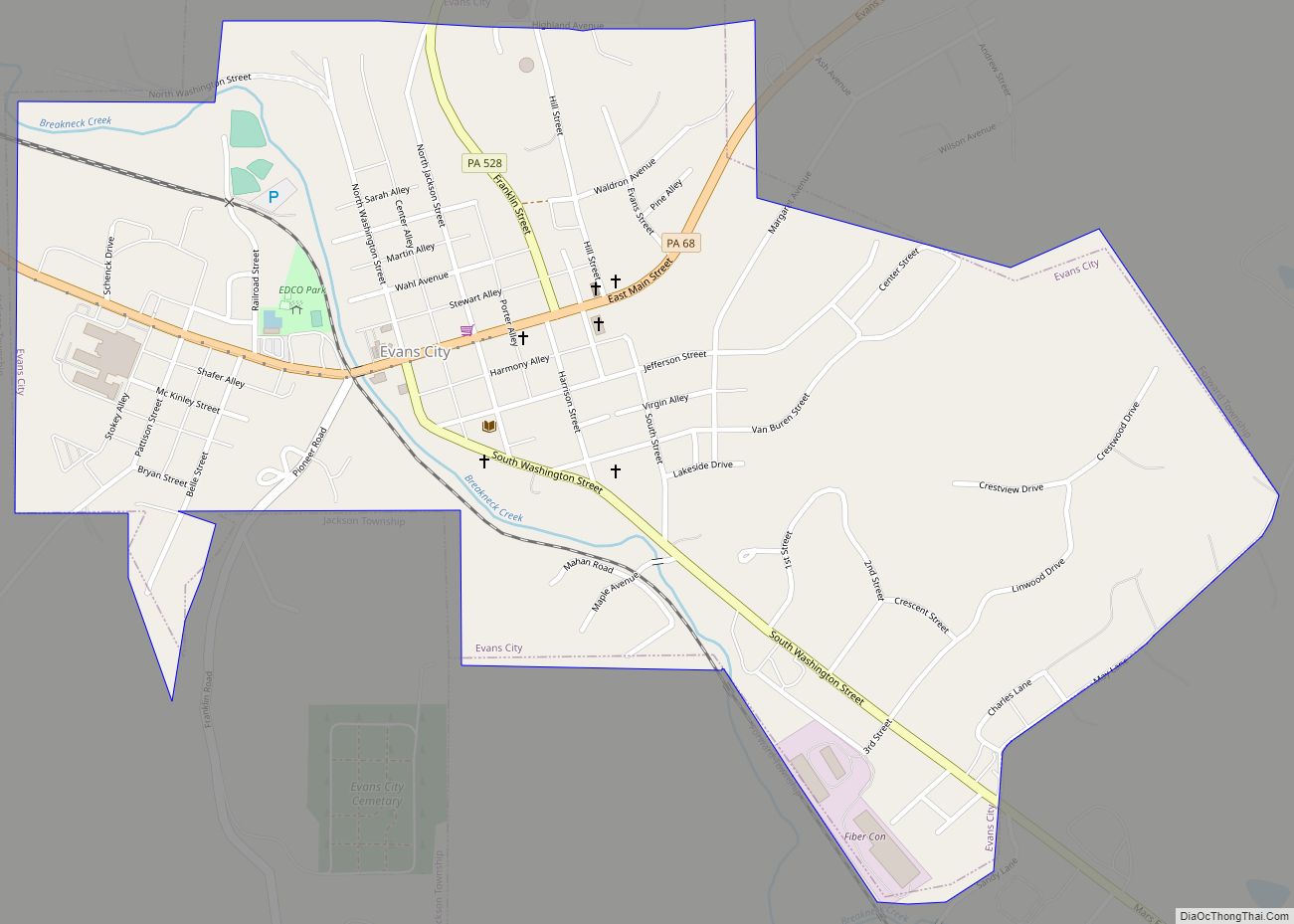 Map of Evans City borough