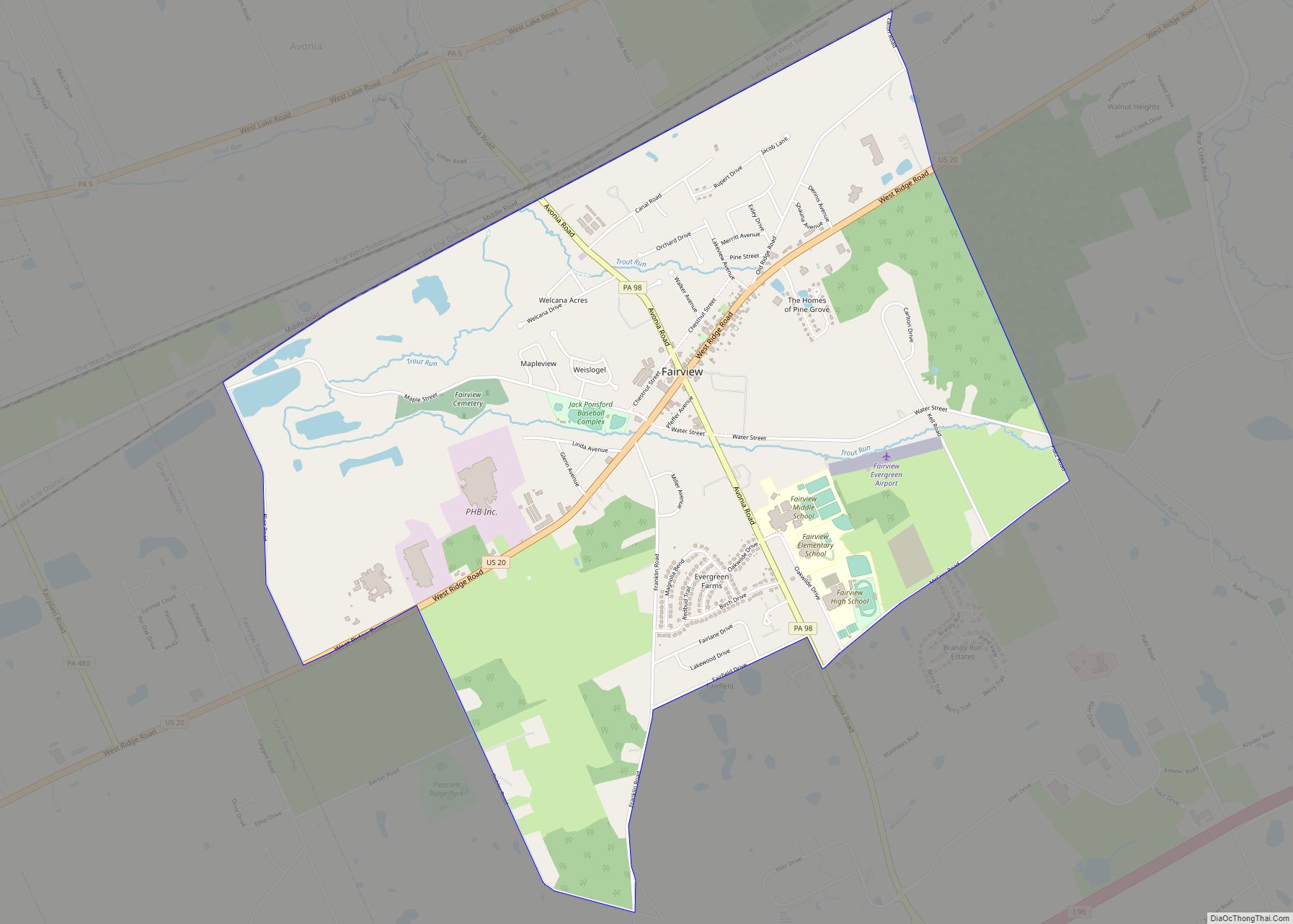 Map of Fairview CDP, Pennsylvania