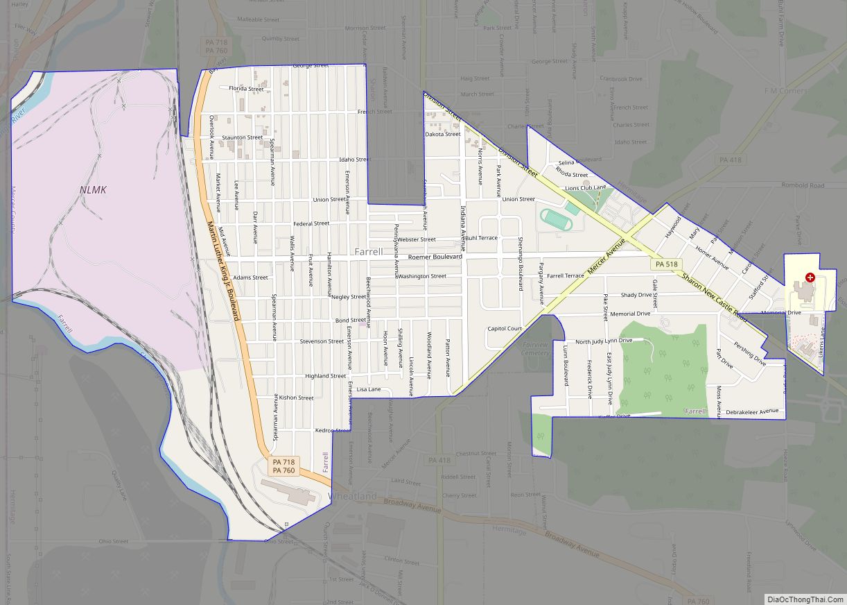Map of Farrell city, Pennsylvania