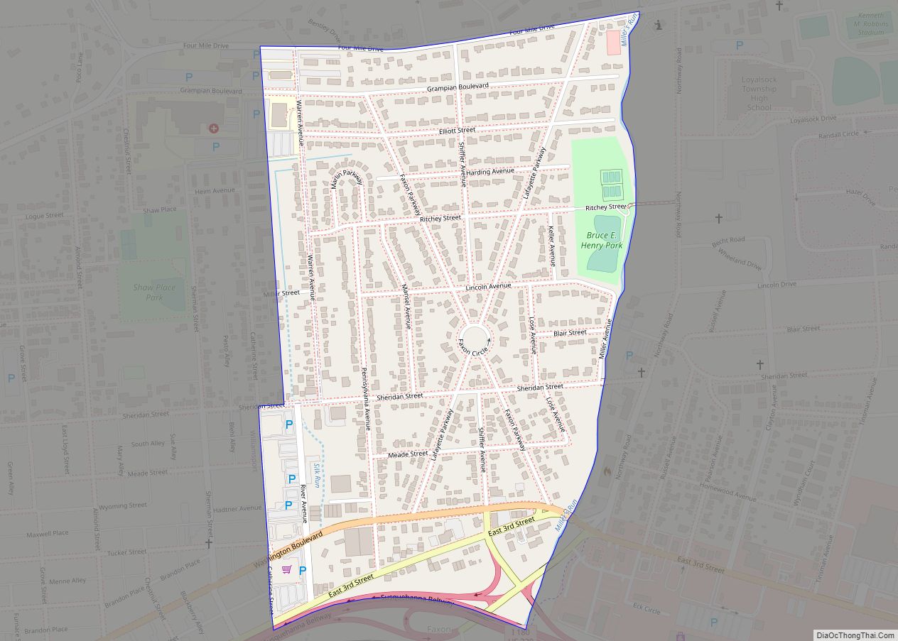 Map of Faxon CDP, Pennsylvania