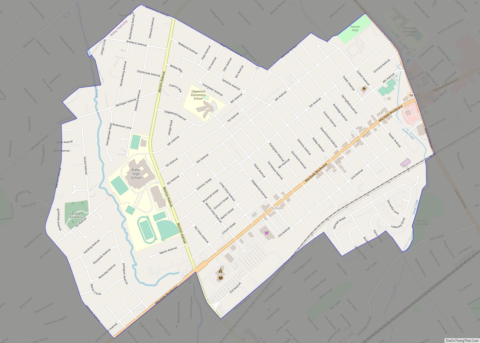 Map of Folsom CDP, Pennsylvania