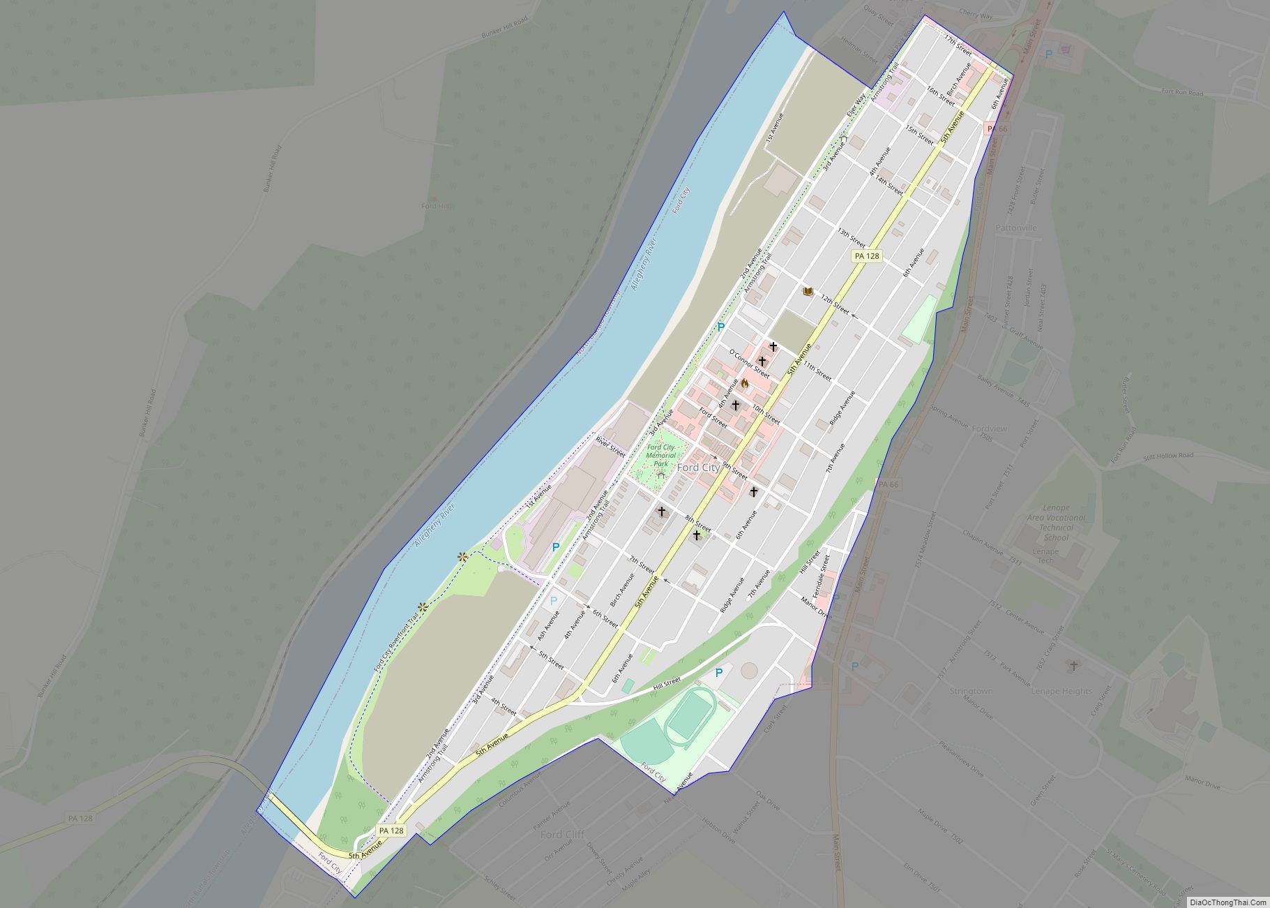 Map of Ford City borough, Pennsylvania