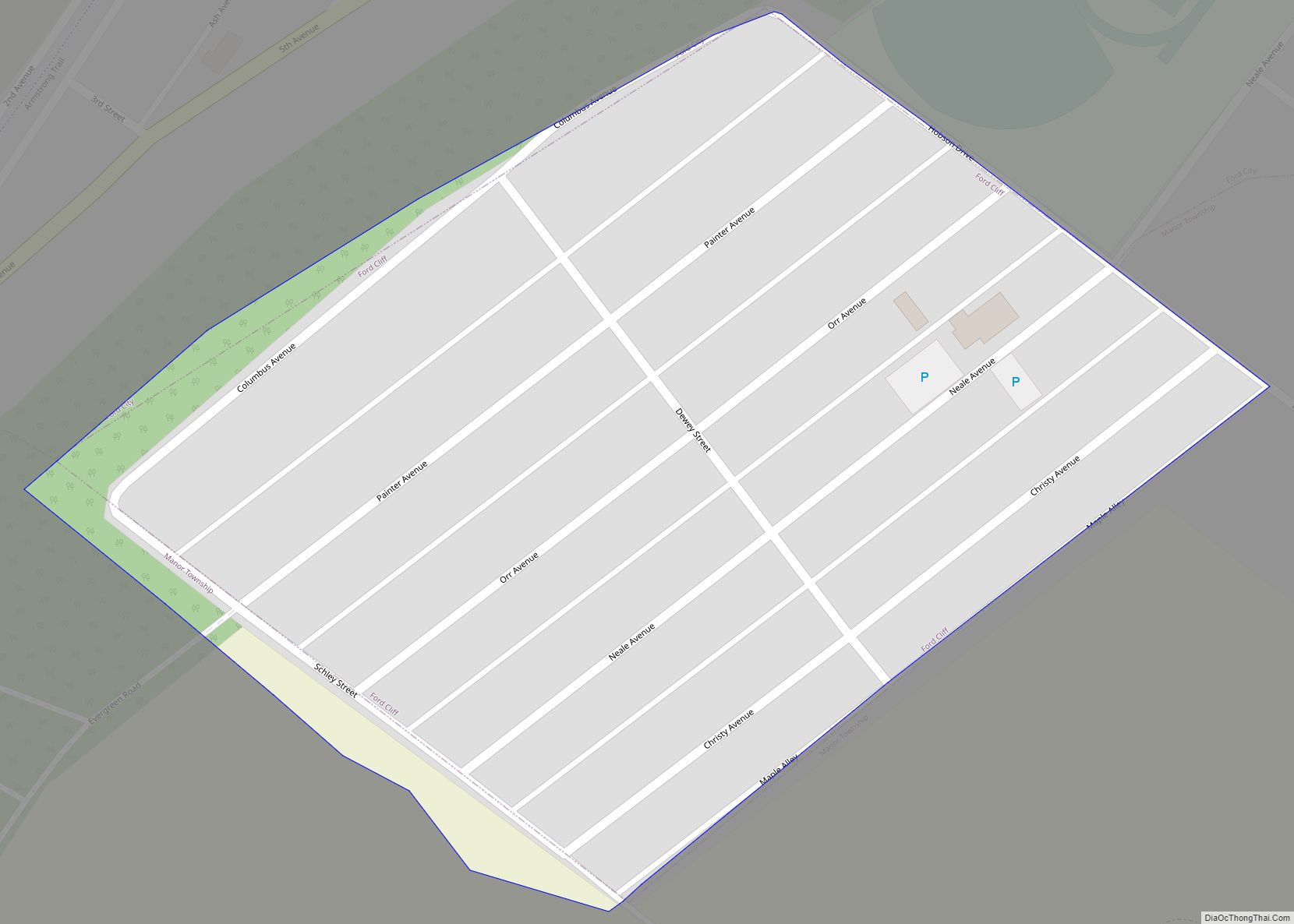 Map of Ford Cliff borough