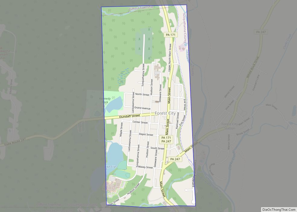 Map of Forest City borough, Pennsylvania