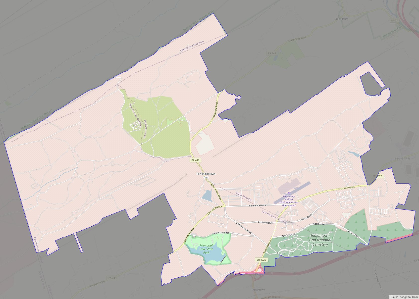 Map of Fort Indiantown Gap CDP