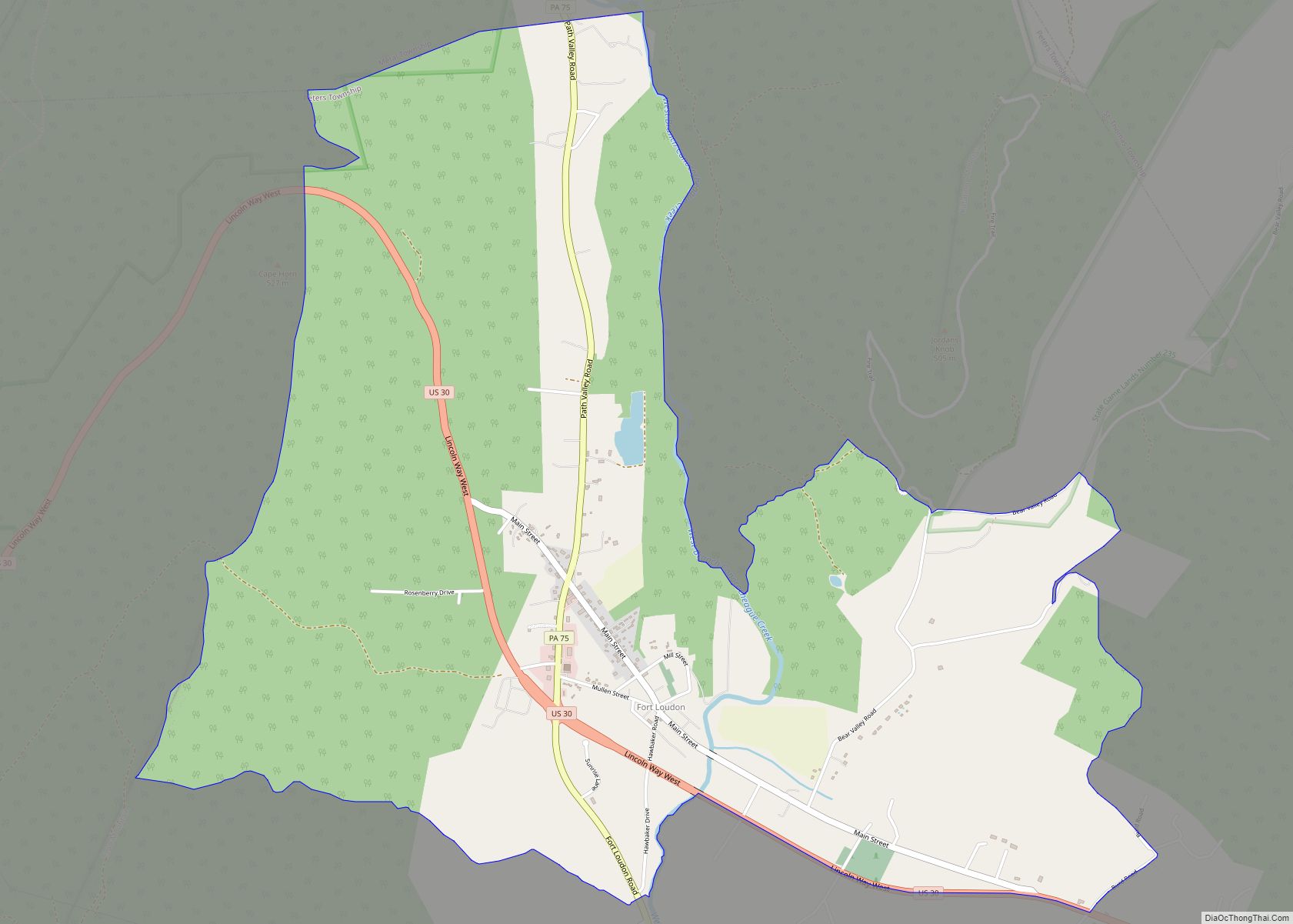 Map of Fort Loudon CDP