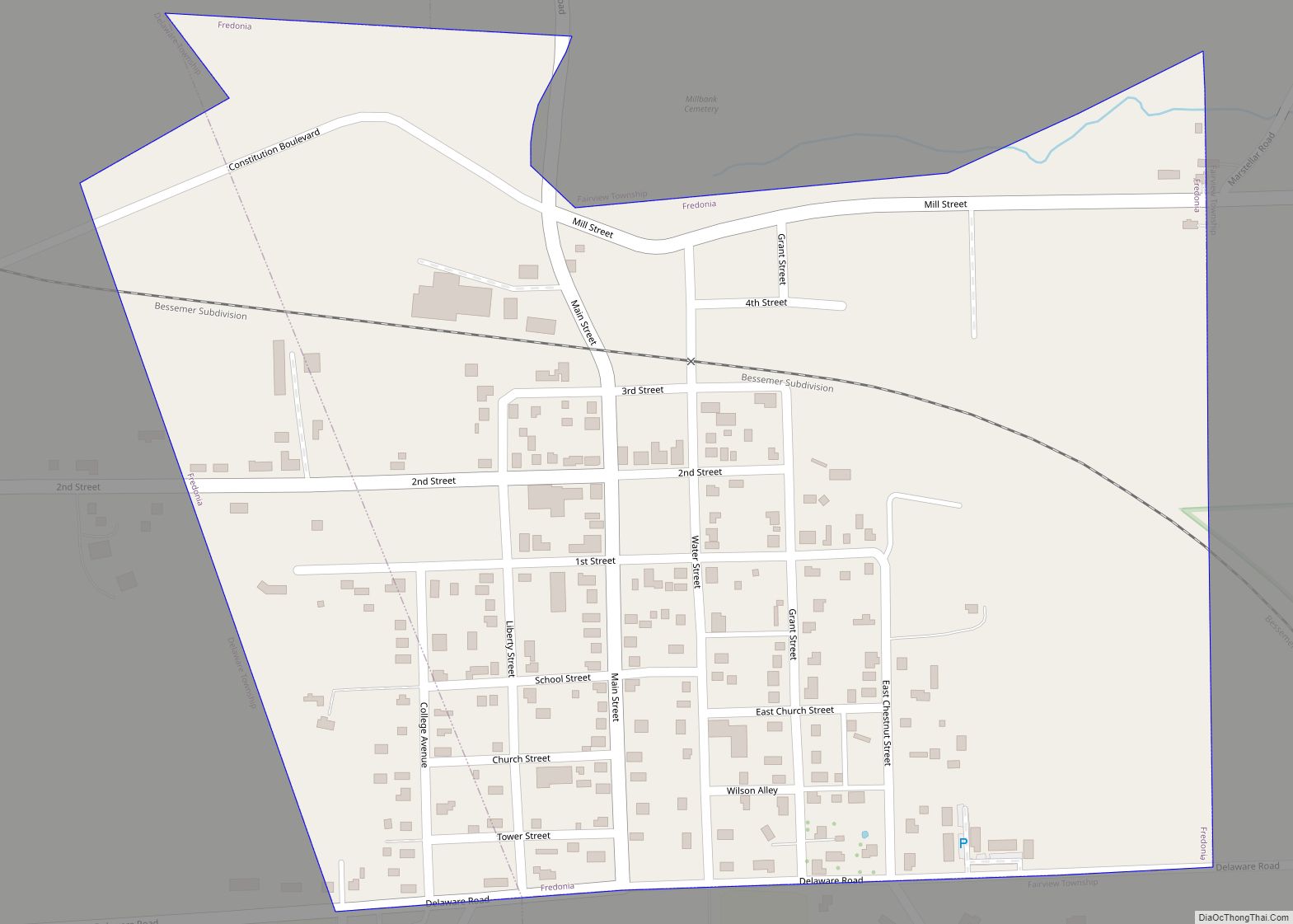 Map of Fredonia borough, Pennsylvania