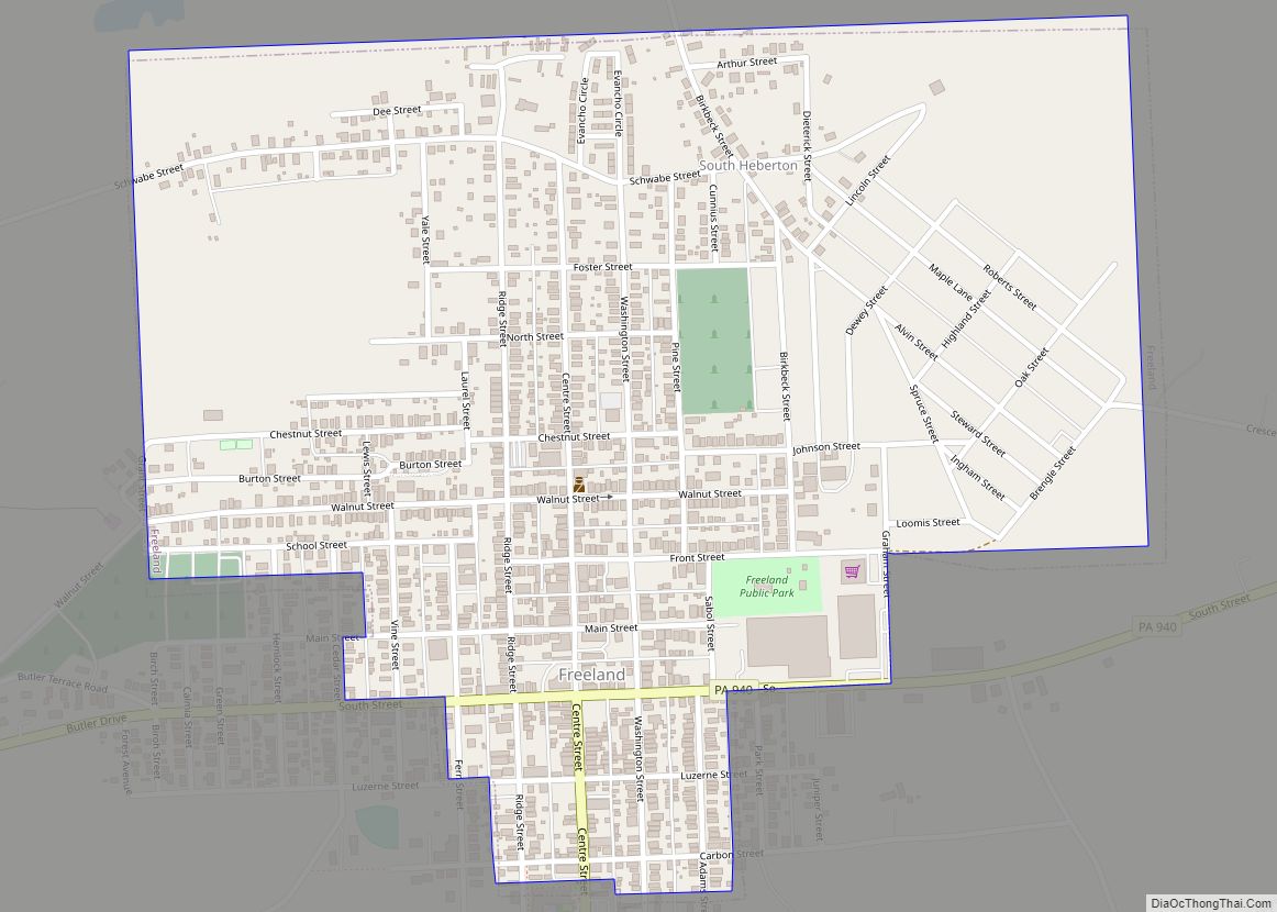 Map of Freeland borough, Pennsylvania