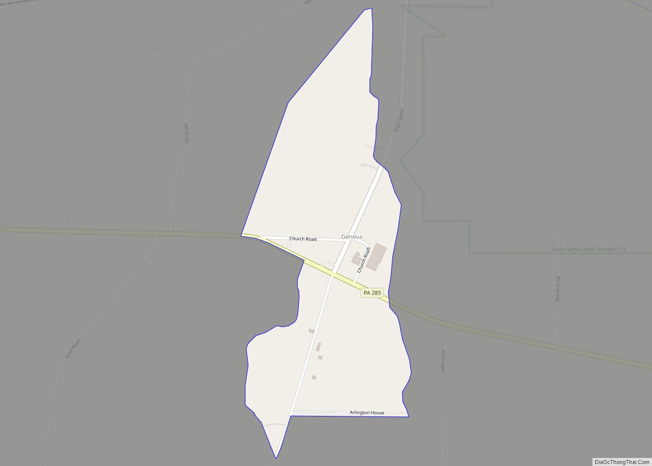 Map of Geneva CDP, Pennsylvania