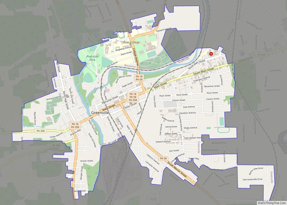 Map of Greenville borough, Pennsylvania