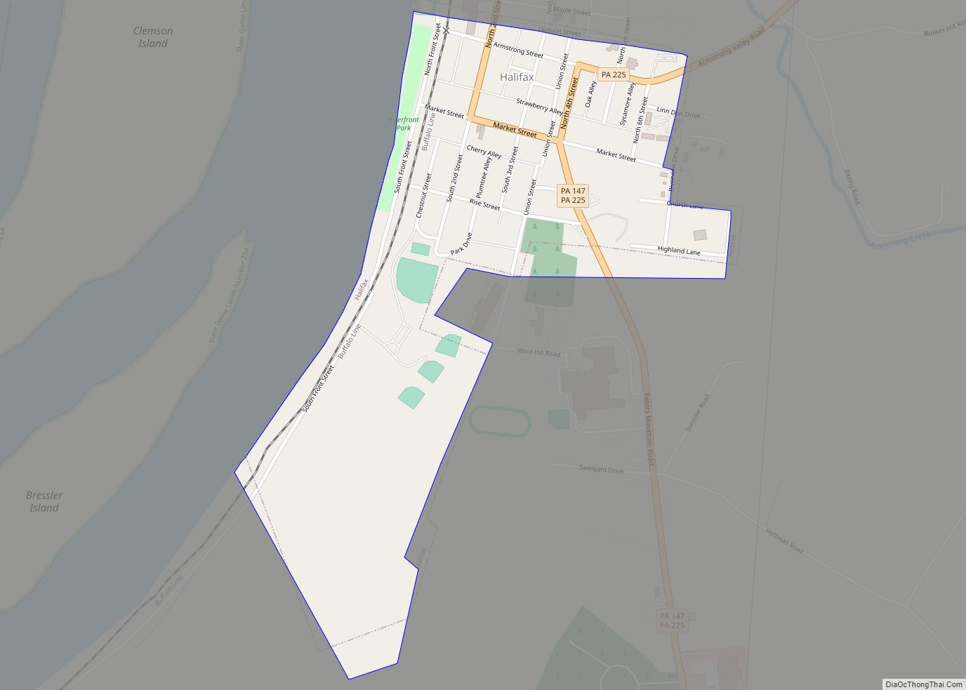 Map of Halifax borough, Pennsylvania