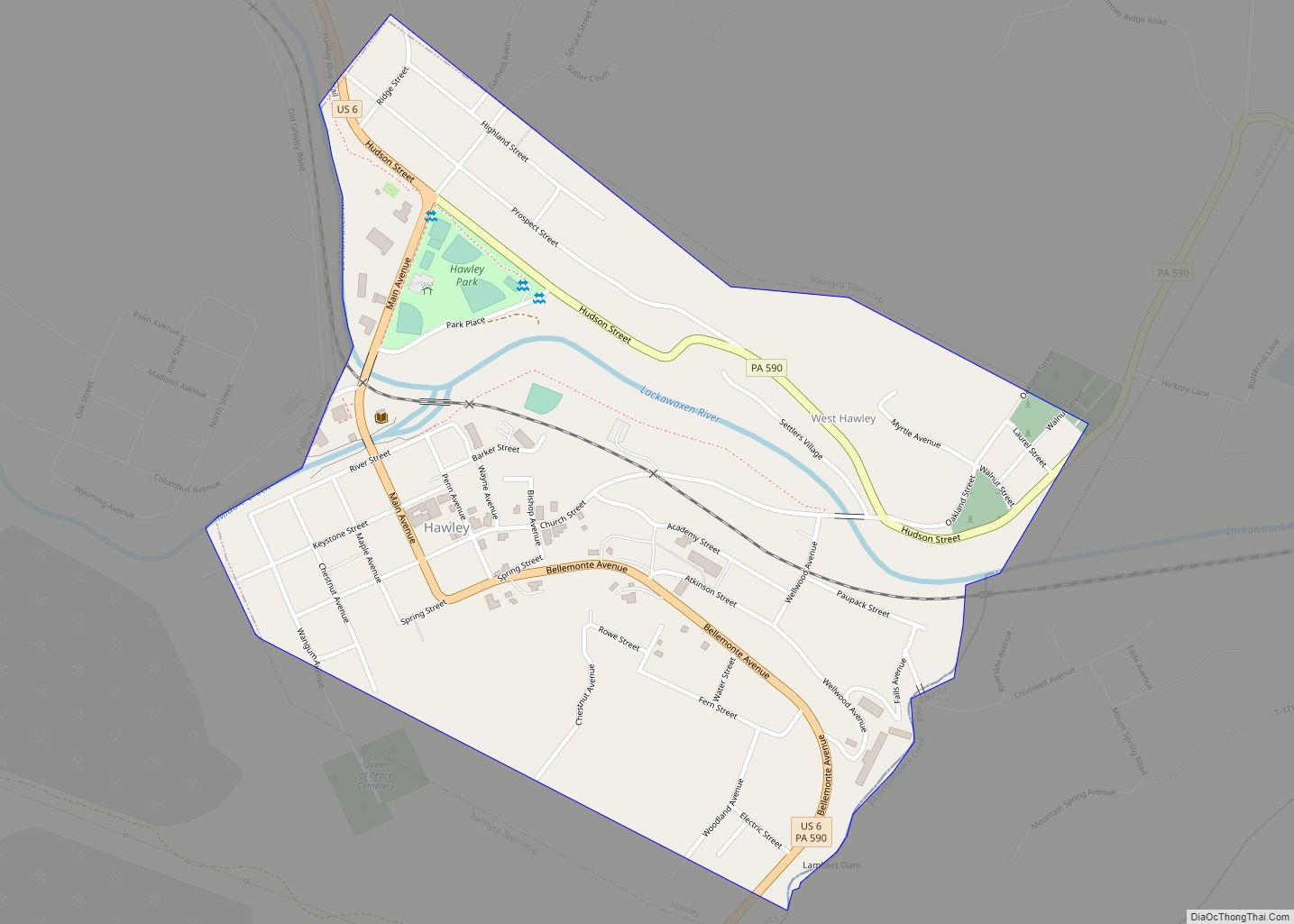 Map of Hawley borough, Pennsylvania