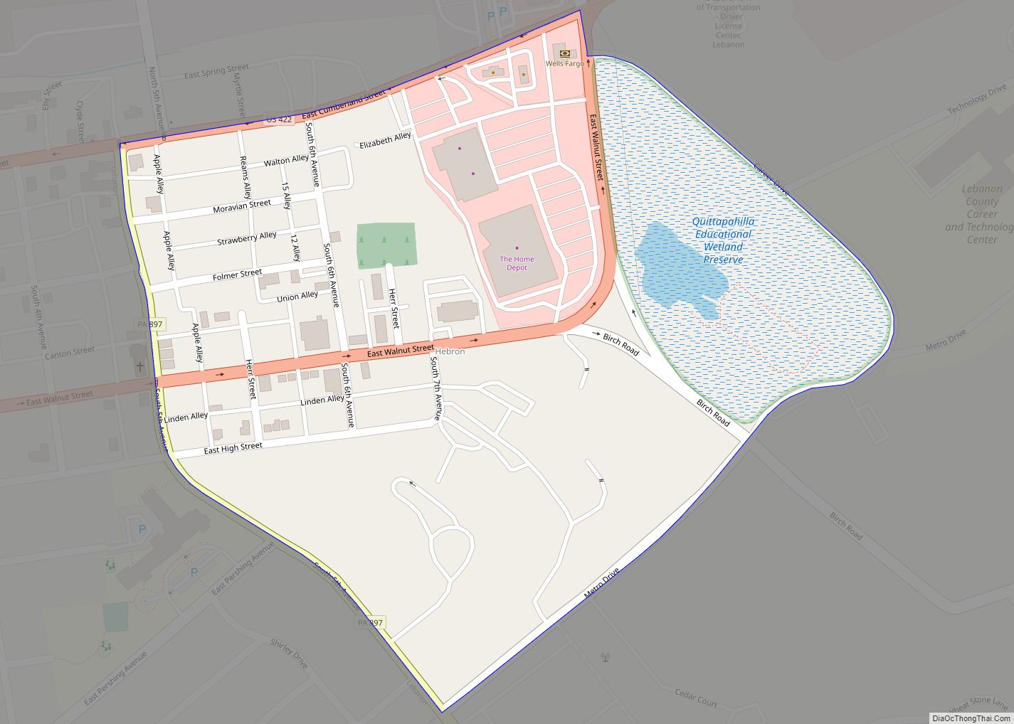 Map of Hebron CDP, Pennsylvania